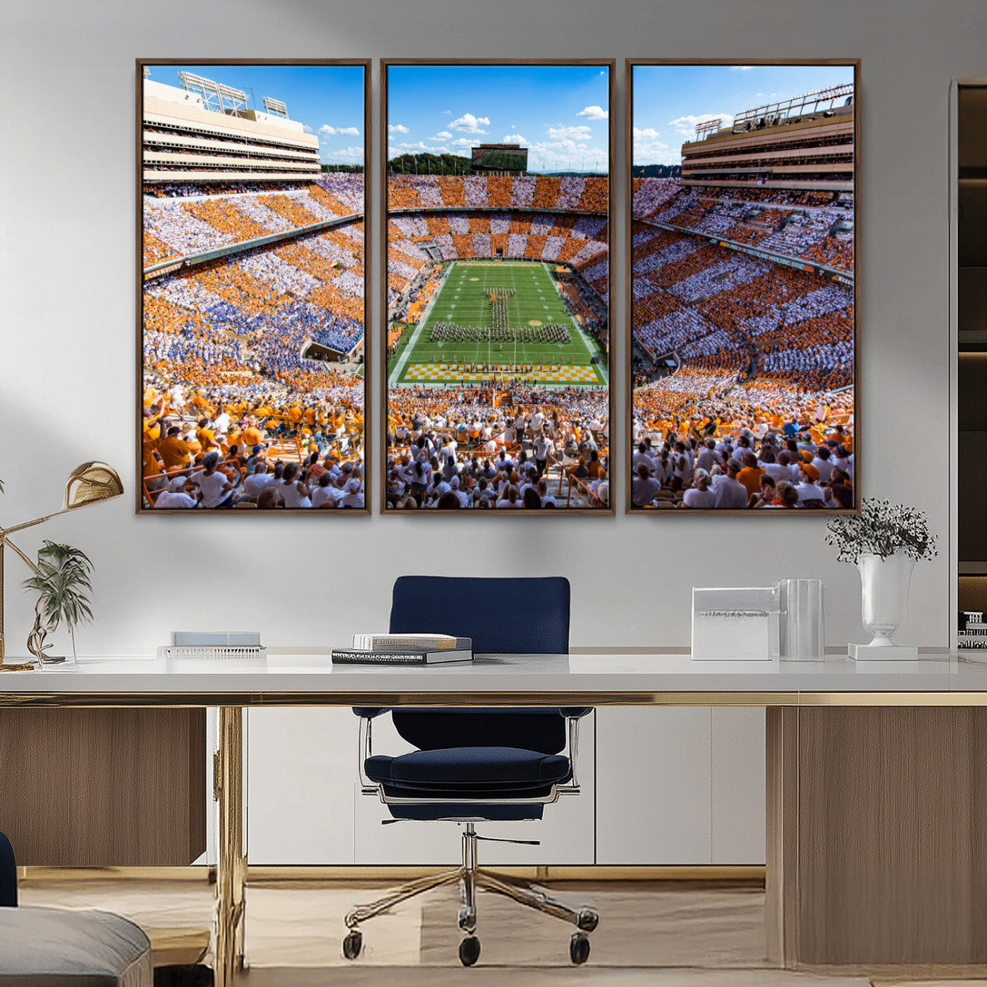64238859-MGV-CV-48X32-3P-Tennessee Neyland Stadium Wall Art Print, Sports Arena Canvas Wall Art, Panoramic Stadium Canvas Print, Modern Athletic Field Art Printing