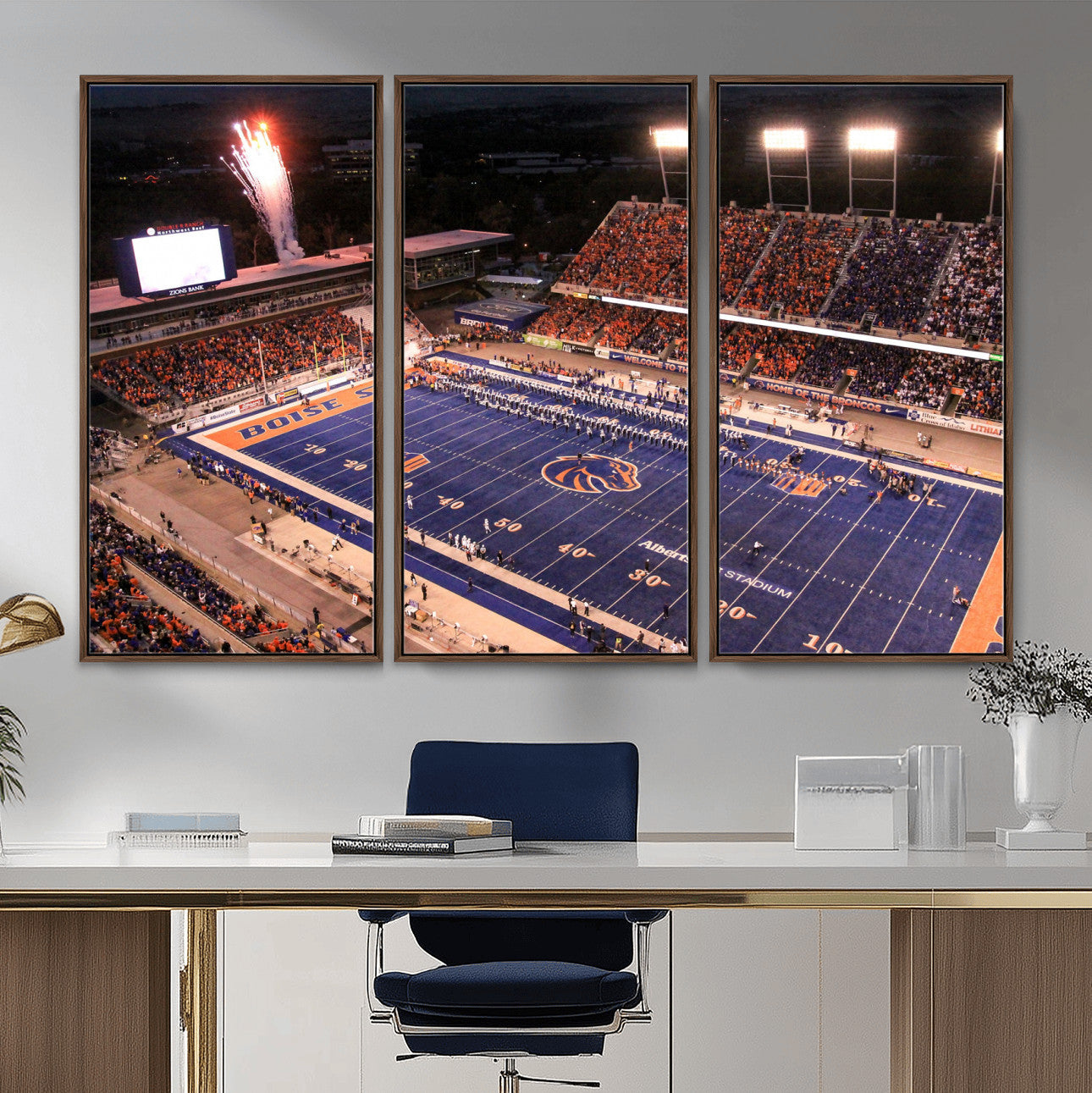 BS1001S-MGV-FC-48X32-3P - Boise State Broncos Albertsons Stadium Wall Art Canvas Print