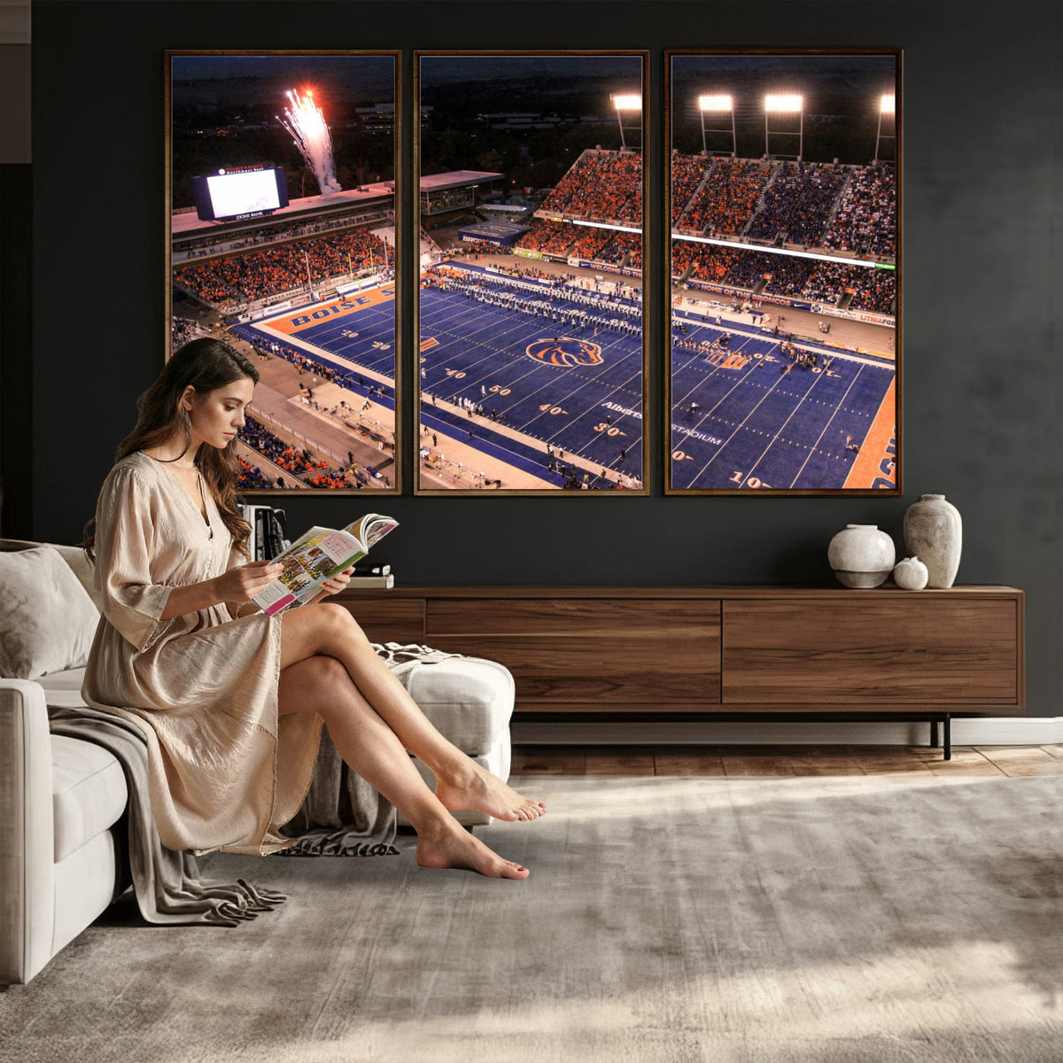 BS1001S-MGV-CV-36X24 - Boise State Broncos Albertsons Stadium Wall Art Canvas Print