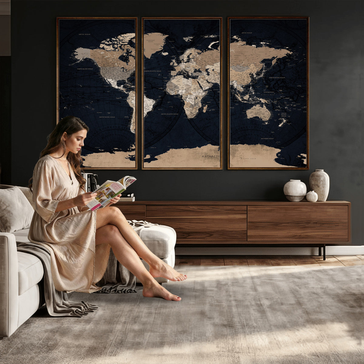 25812727-MGV-CV-36X24 - Grunge Wall Art World Map Canvas Print