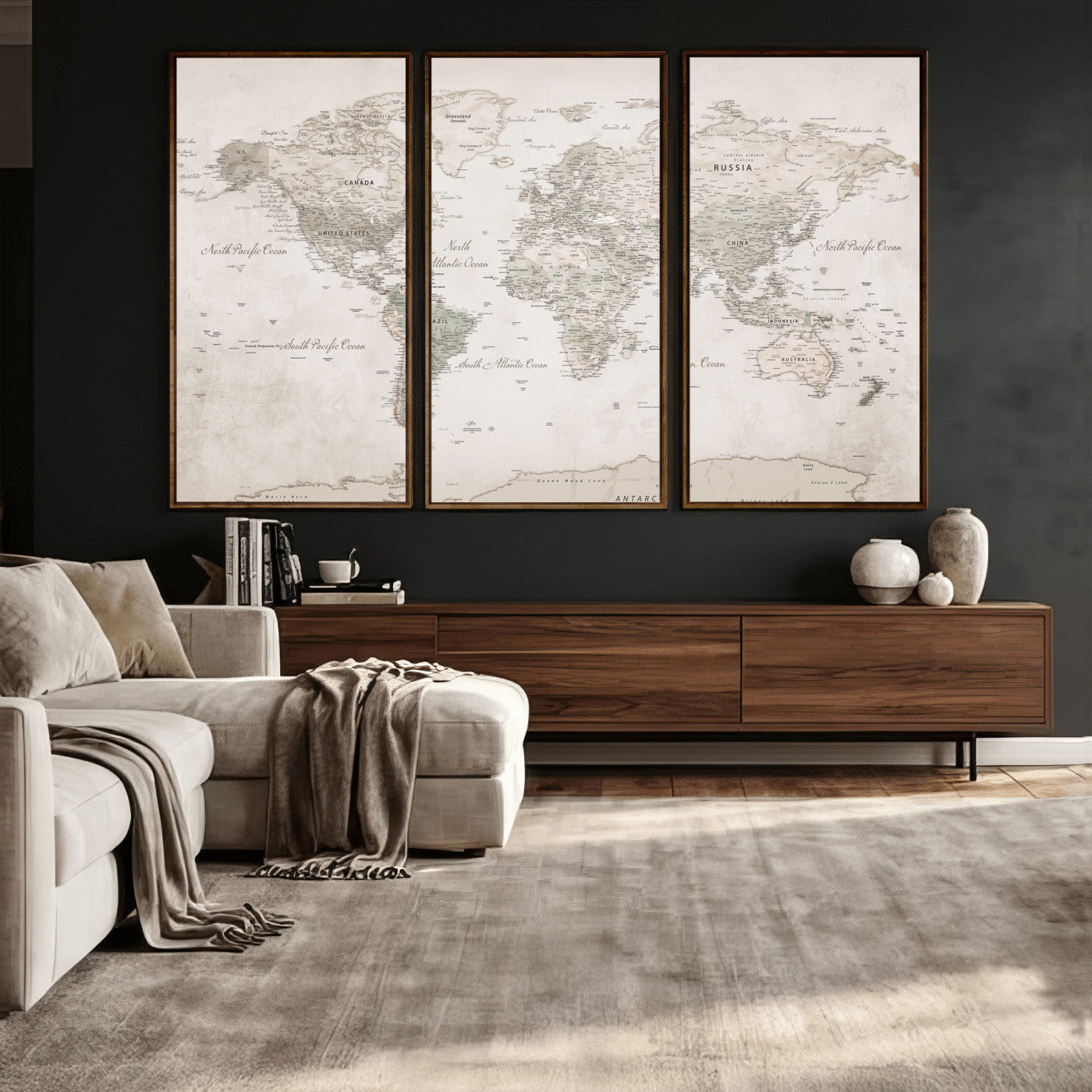 90355419-MGV-CV-36X24 - World Map Wall Art Canvas Print, Modern Decorative Framed Map Artwork Prints for Living Room, Office, Bedroom Wall Decor