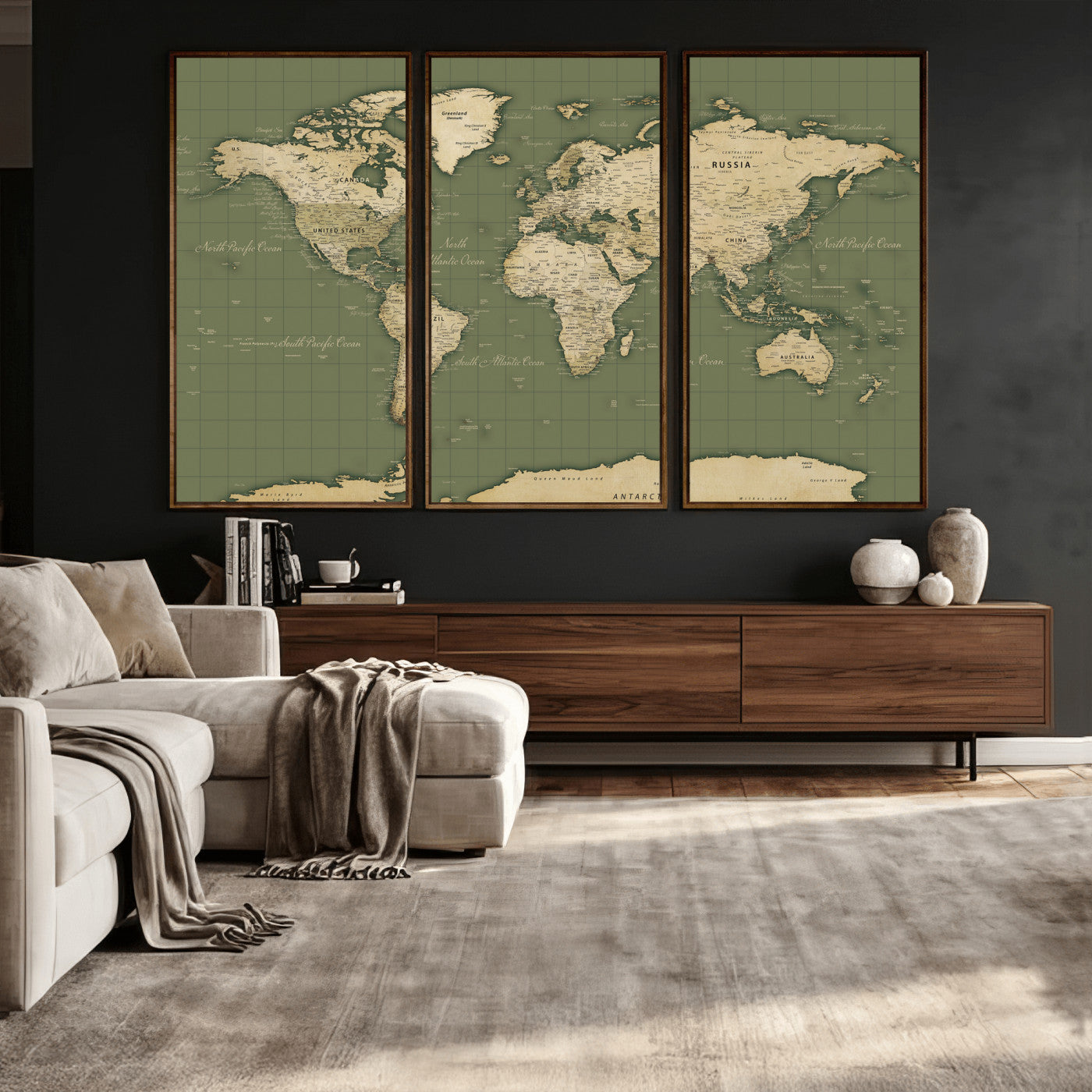 13750241-MGV-CV-36X24 - World Map Wall Art Canvas Print, Modern Decorative Framed Map Artwork Prints for Living Room, Office, Bedroom Wall Decor
