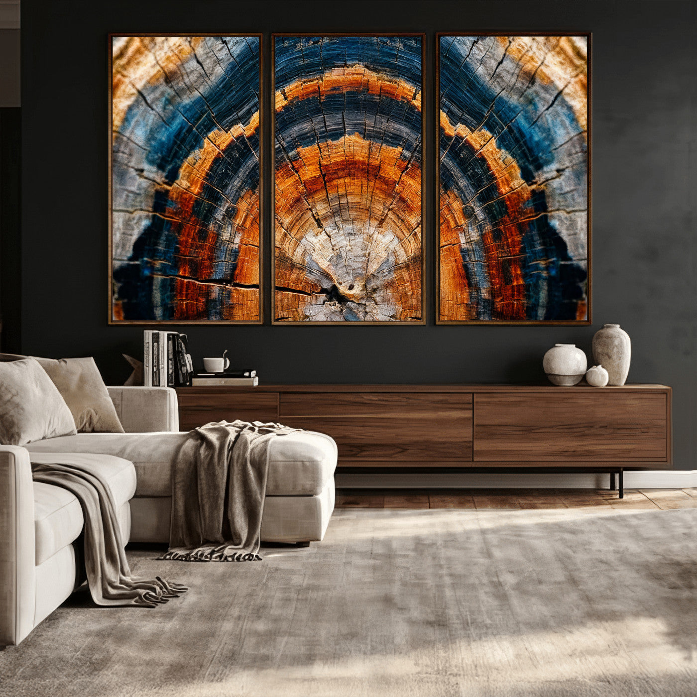 92693966N-MGV-CV-36X24 - Abstract Wood Grain Canvas Print, Tree Ring Pattern Wall Art, Framed Canvas Ready to Hang