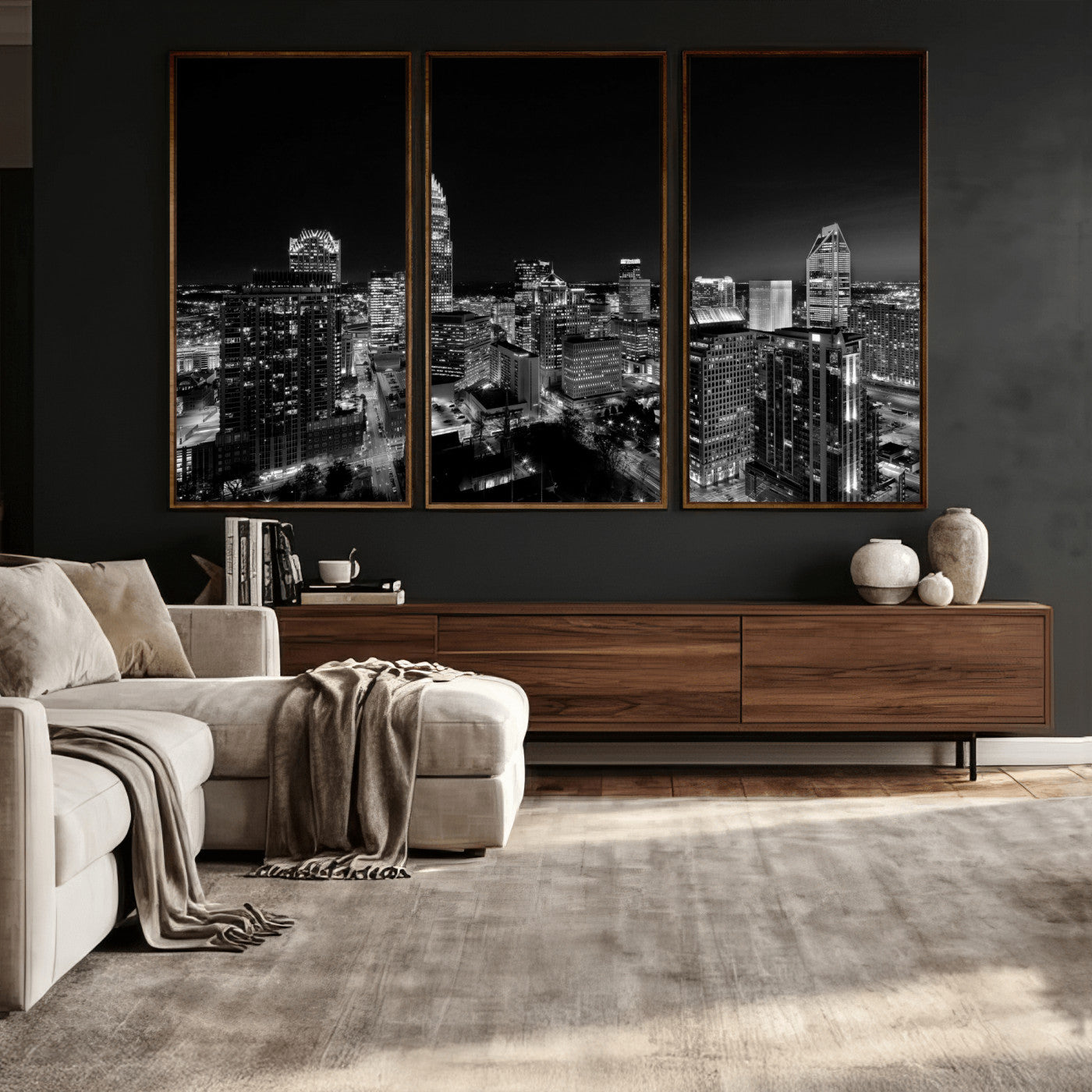 68329345-MGV-CV-36X24 - Atlanta Skyline Wall Art Canvas Print, Atlanta Downtown Night Cityscape Print for Modern Urban Wall Decor