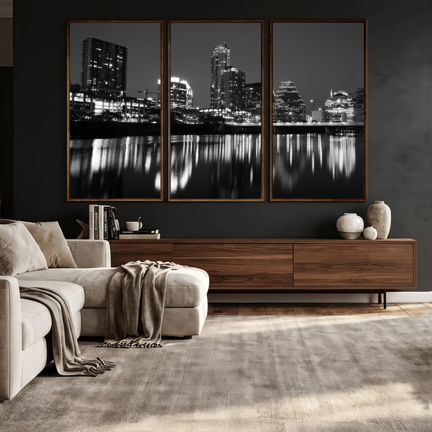 38129554-MGV-CV-36X24 - Austin Skyline Wall Art Canvas Print, Austin Downtown Night Cityscape Print for Modern Urban Wall Decor
