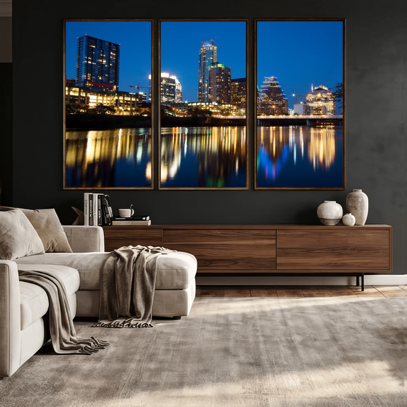 21916206-MGV-CV-36X24 - Austin Skyline Wall Art Canvas Print, Austin Downtown Night Cityscape Print for Modern Urban Wall Decor