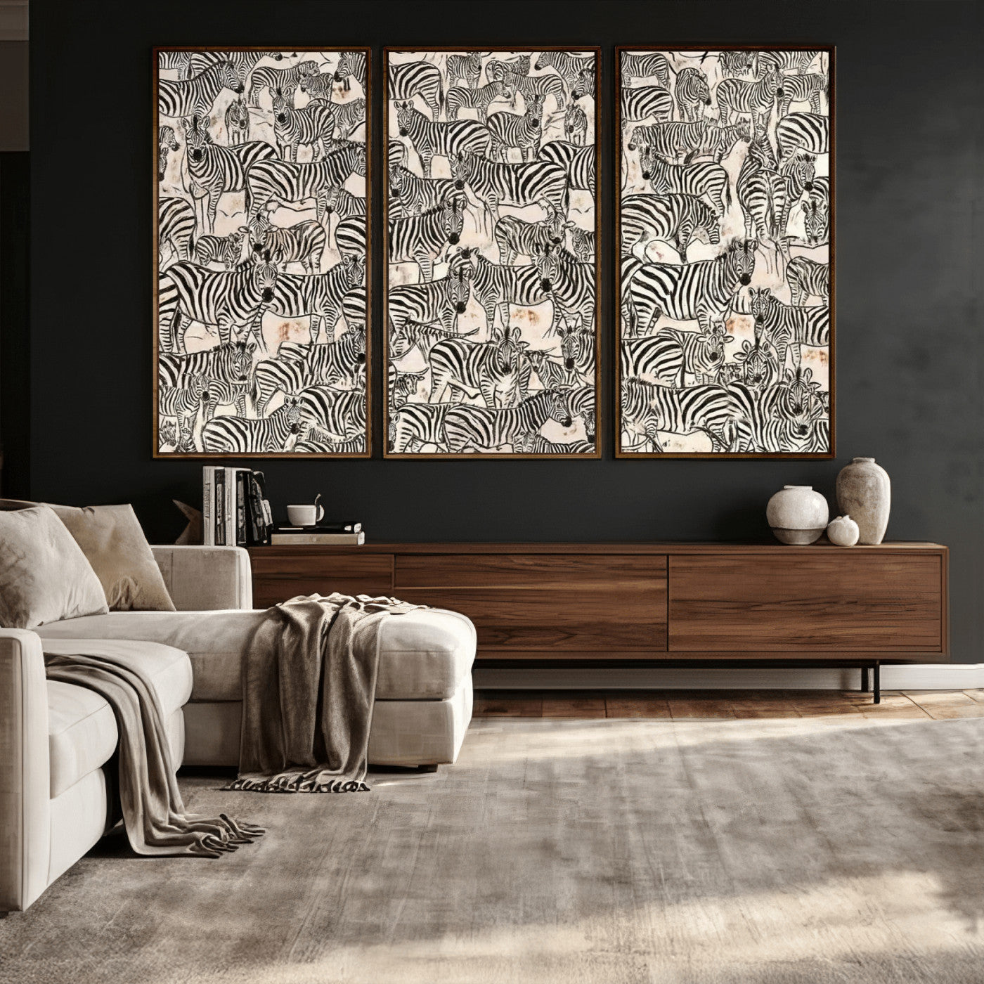 76453377-MGV-CV-36X24 - Farmhouse Animals Wall Art Canvas Print - Abstract Farm Animal Drawing Mid-Century Wall Art for Cabin Decor
