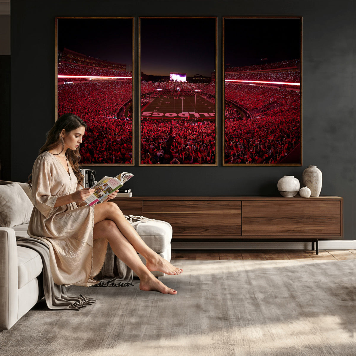 76277124-MGV-CV-36X24 - Sanford Stadium Wall Art Canvas Print – Georgia Bulldogs Football Artwork Print for Home, Office, and Sports Room Decor