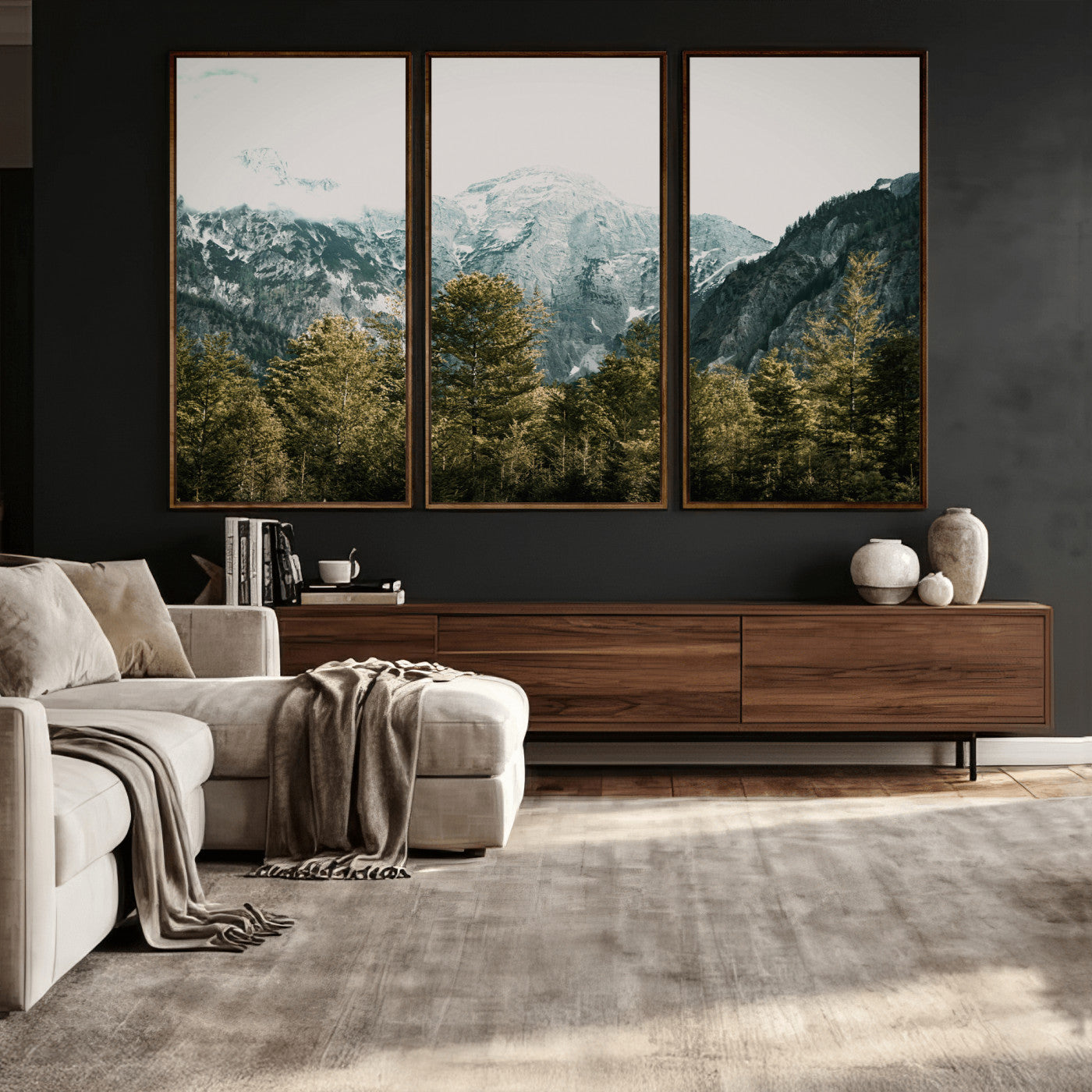 48479662-MGV-CV-36X24 - Mountain Forest Wall Art Canvas Print, Alpine Landscape Nature Photography, Moody Wilderness Wall Decor