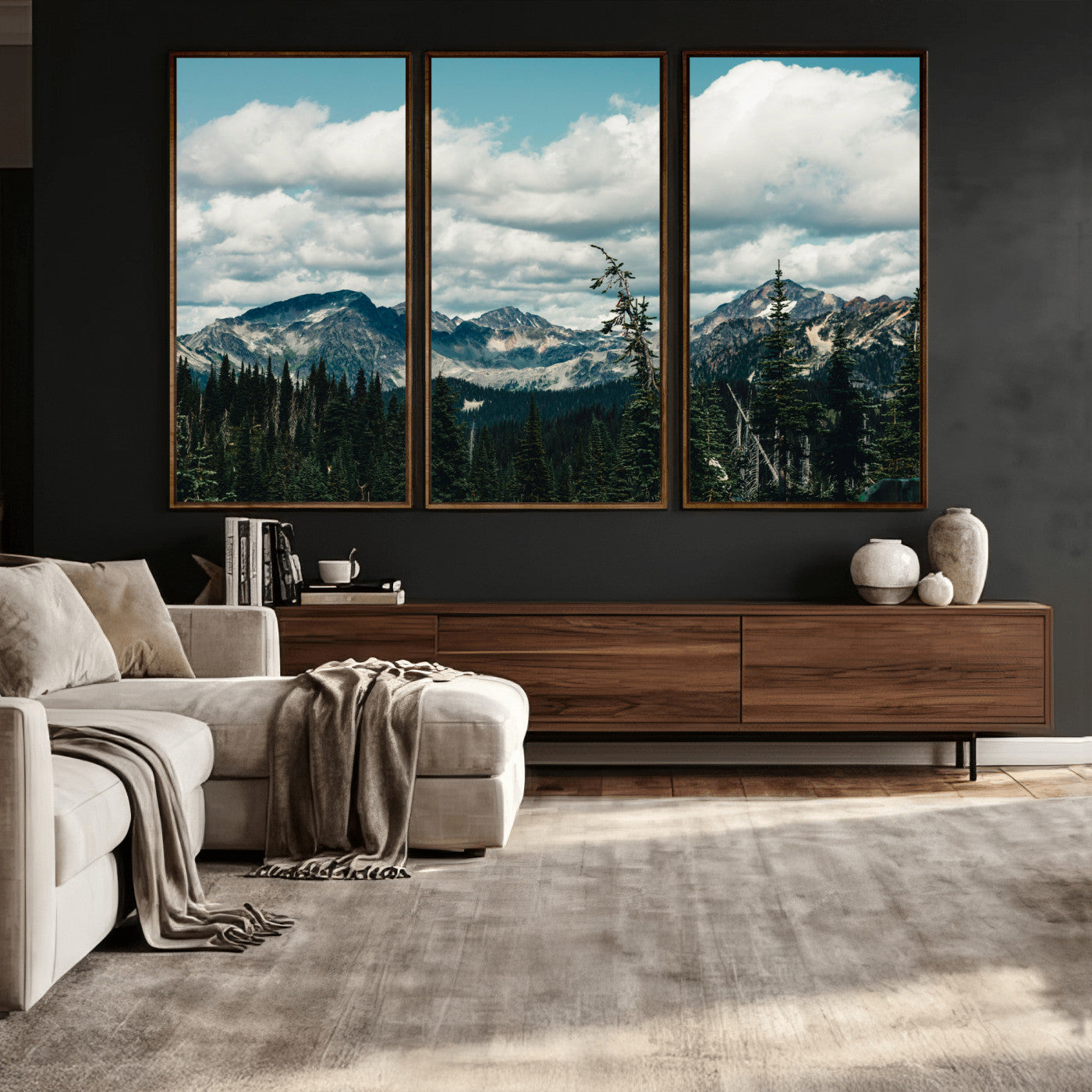 30416773-MGV-CV-36X24 - Mountain Forest Wall Art Canvas Print, Alpine Pine Tree Landscape Photography, Scenic Wilderness Mountain View, Nature Wall Decor