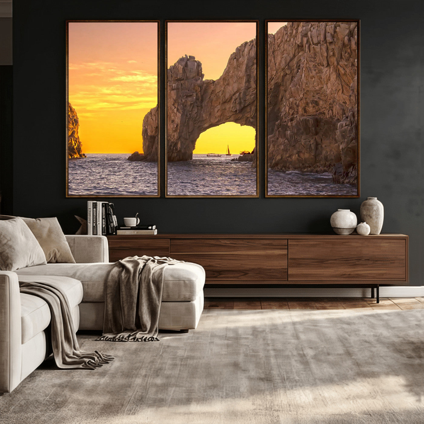 66414515-MGV-CV-36X24 - El Arco Cabo San Lucas Ocean Arch Wall Art Canvas Print, Baja California Rock Arch Seascape Canvas Print, Mexico Coastal Landmark Scenic Art Printing