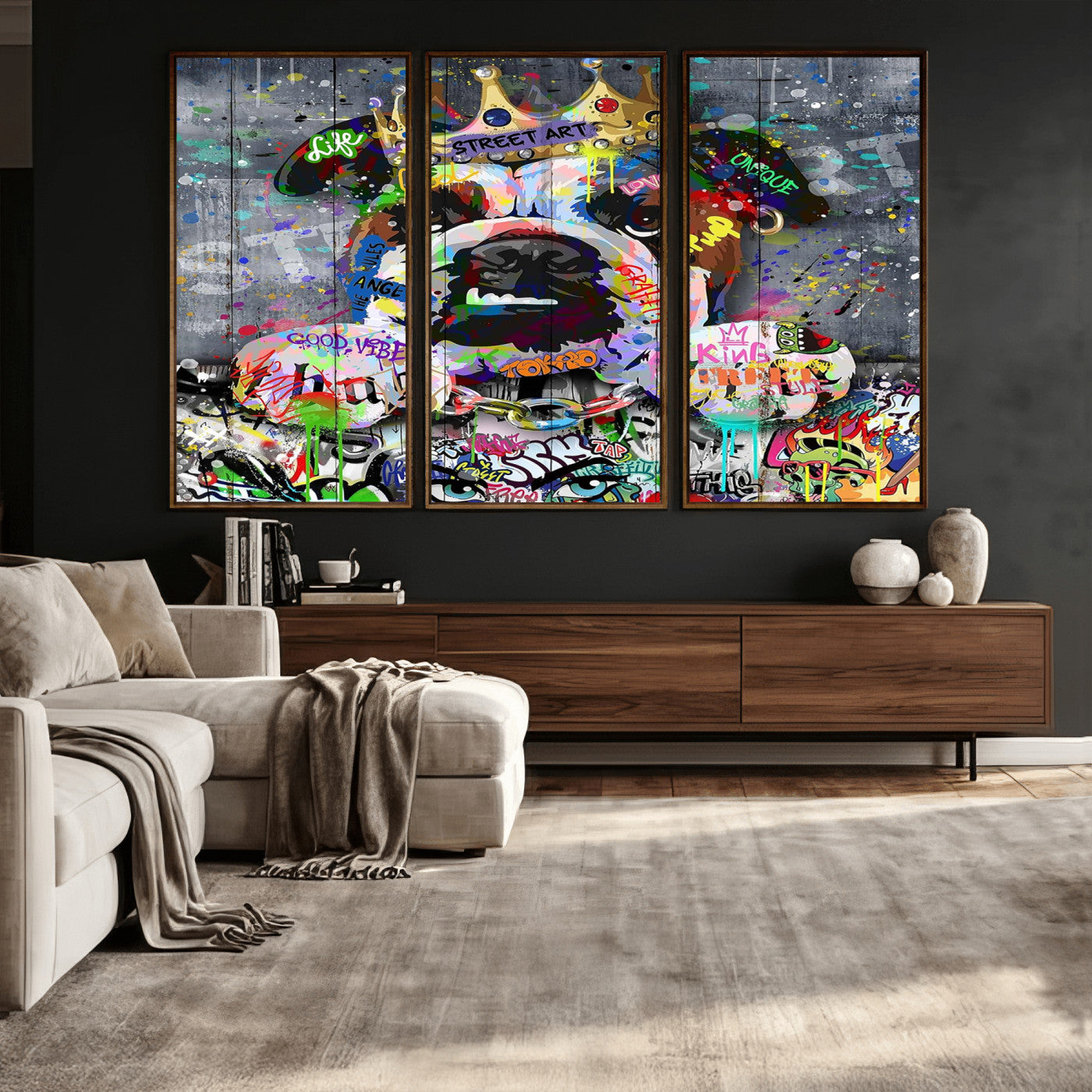 45209731-MGV-CV-36X24 - Dog Wall Decor for Teen Bedroom Decor - Graffiti Animal Canvas Wall Art for Teen Room Decor - Abstract Wall Painting Ready to Hang