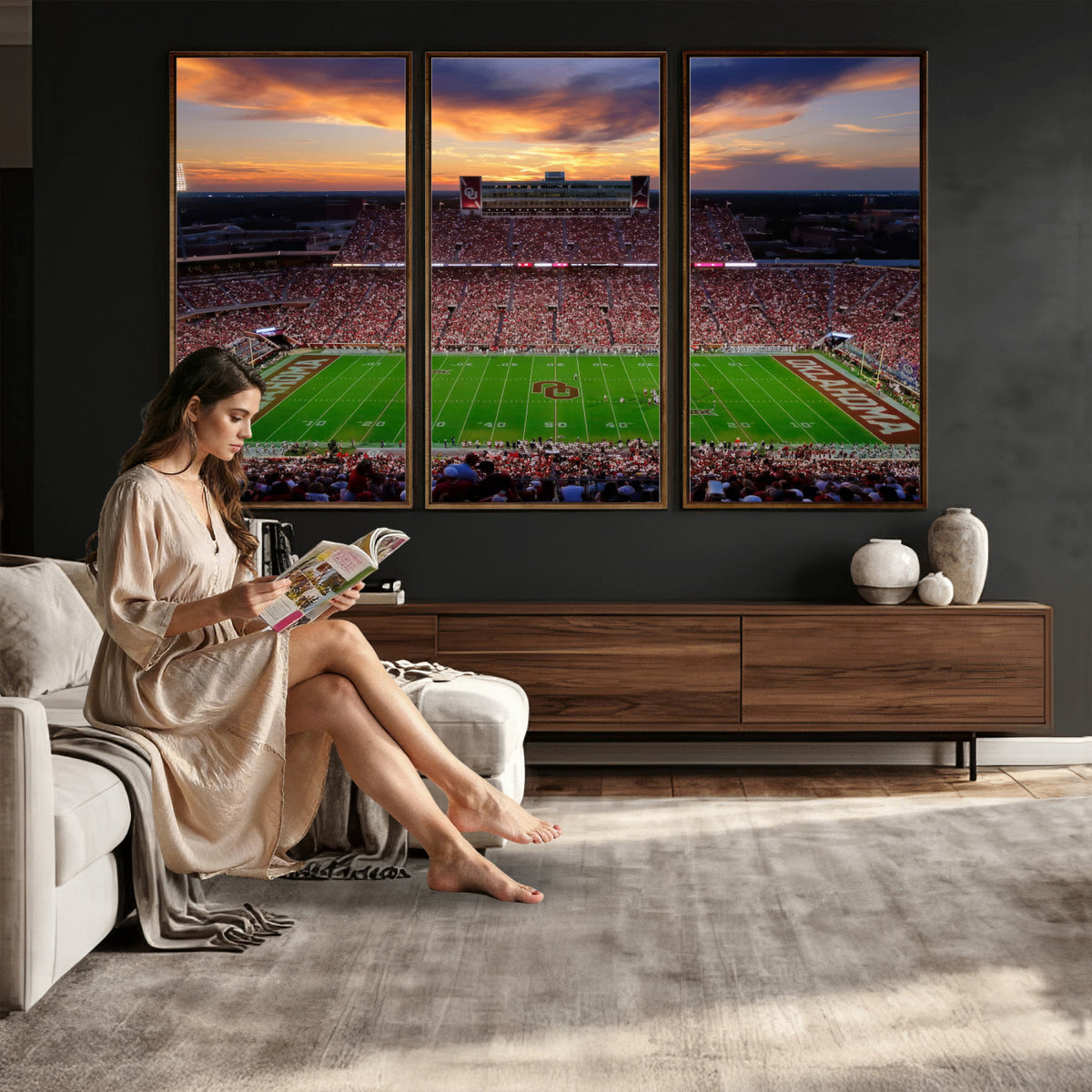 51457497-MGV-CV-36X24 - Oklahoma Sooners Stadium Wall Art Canvas Print, College Football Decor