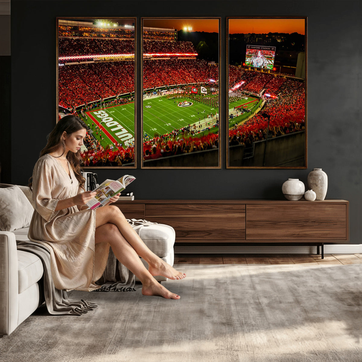 48894104-MGV-CV-36X24 - Georgia Bulldogs Stadium Wall Art Canvas Print, Sanford Stadium