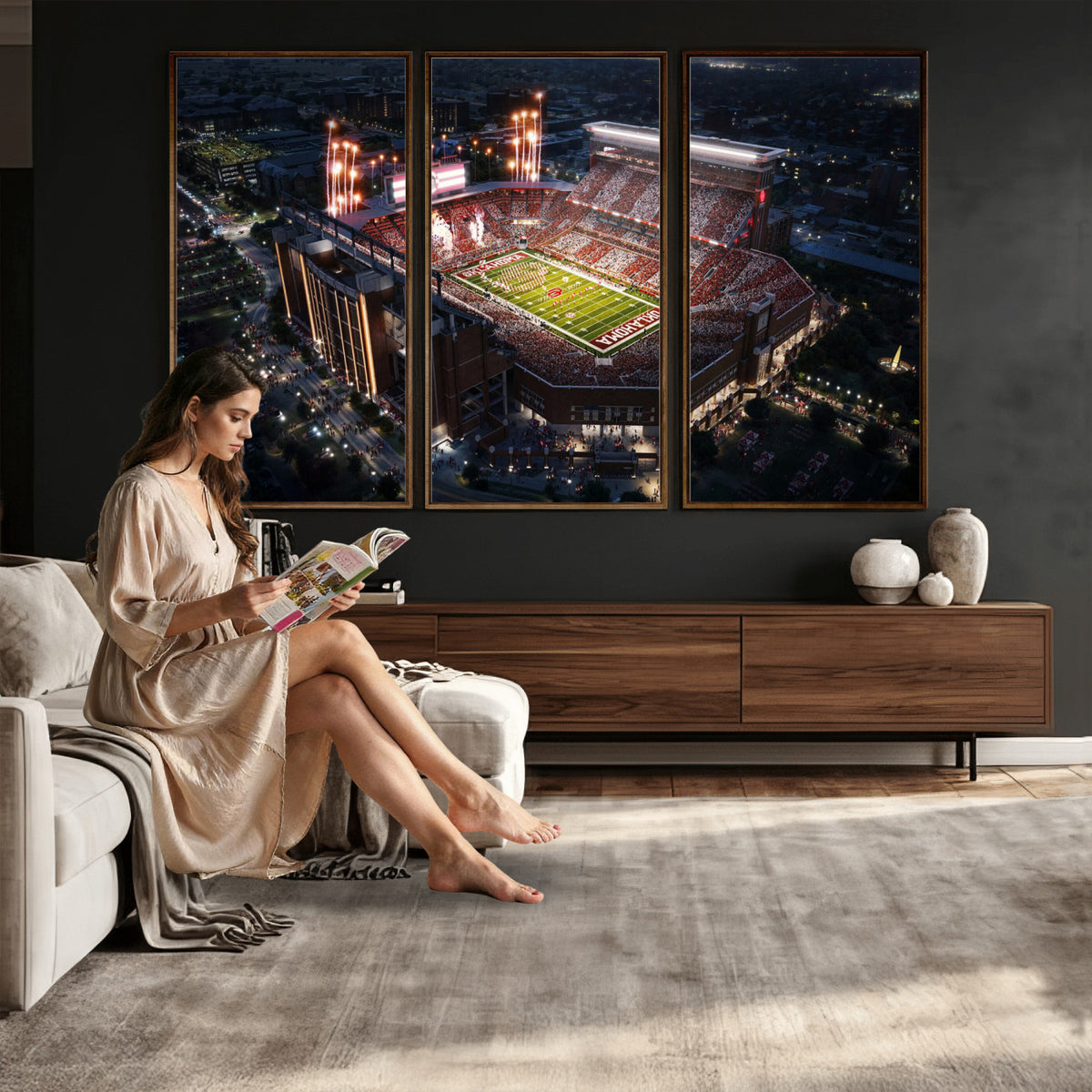 16867141-MGV-CV-36X24 - Oklahoma Memorial Stadium, Gaylord Memorial Stadium Wall Art