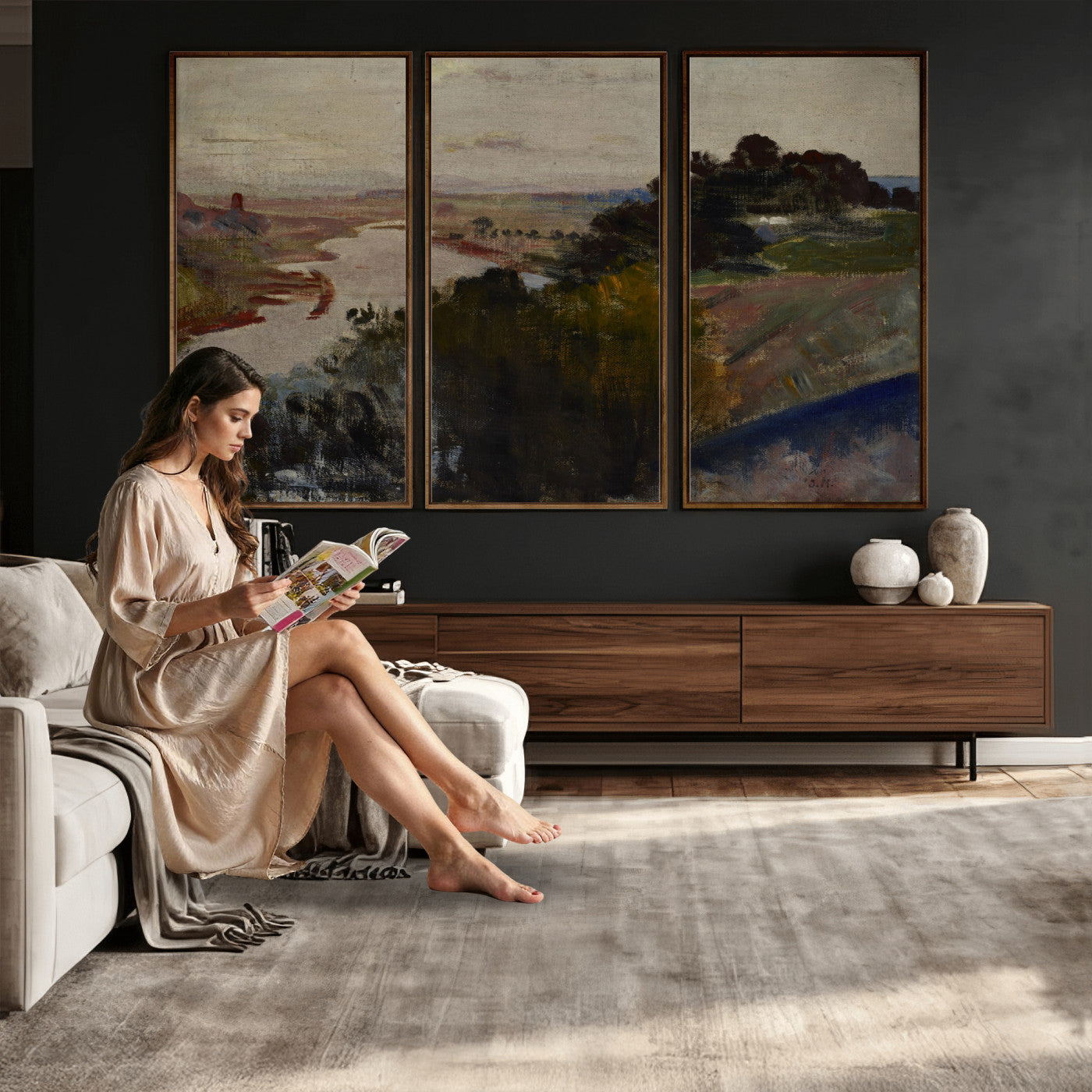 55507874-MGV-CV-36X24 - Jacek Malczewski Landscape at the Vistula Wall Art Canvas Print