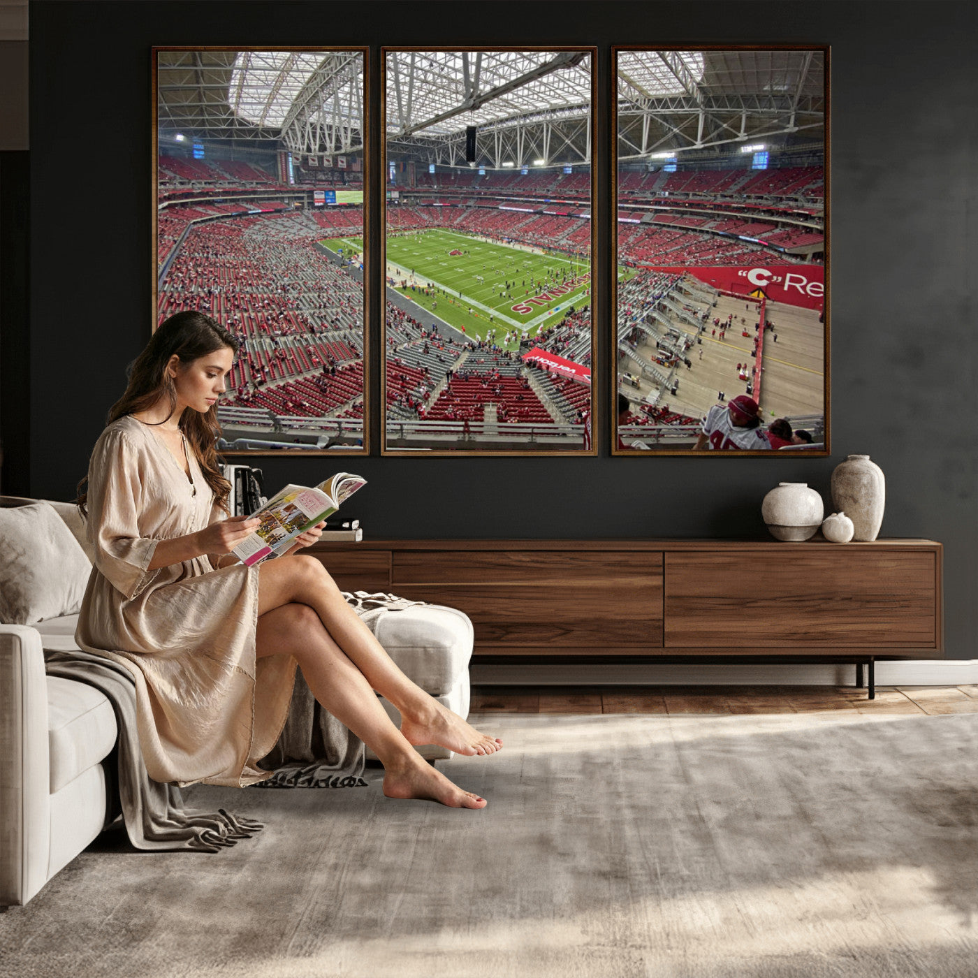30579717-MGV-CV-36X24 - State Farm Stadium Canvas Wall Art, Arizona Cardinals Football Stadium Print, Glendale NFL Arena Panorama Artwork