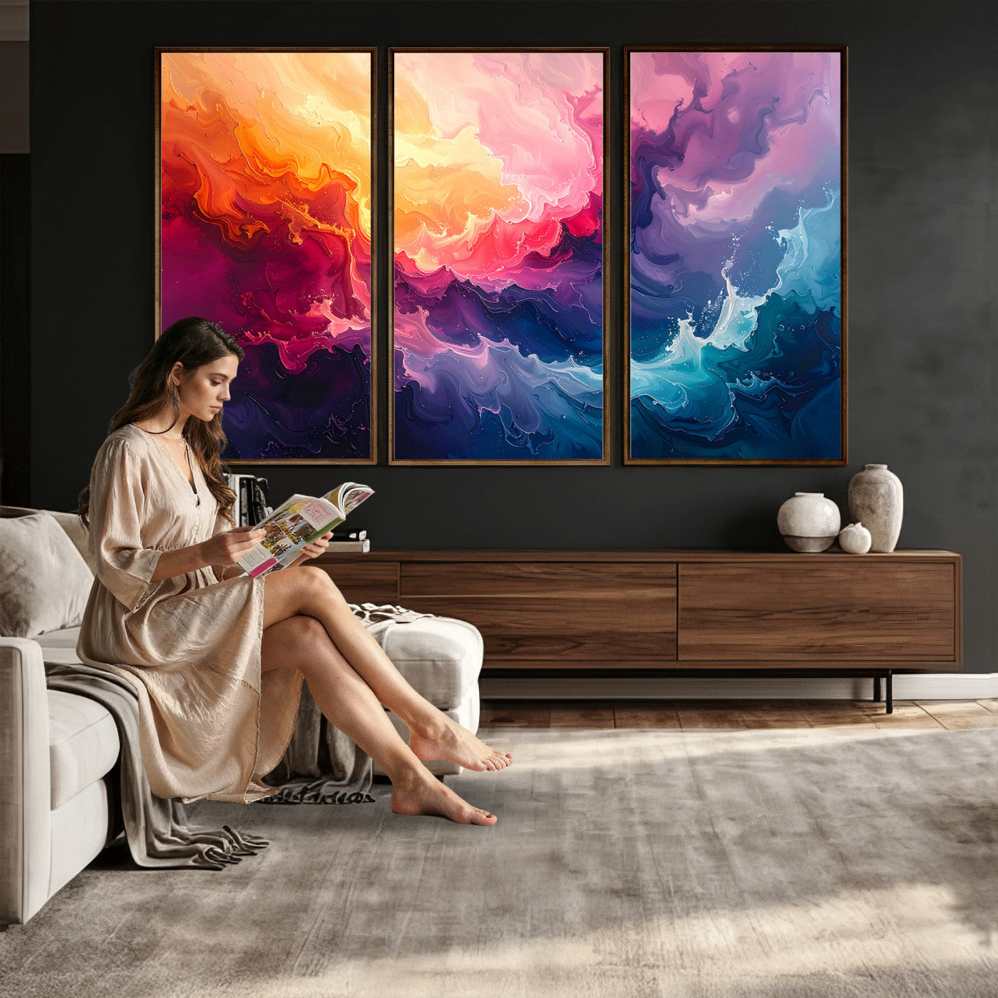 16157633-MGV-CV-36X24 - Large Colorful Abstract Canvas Wall Art Print, Vibrant Popup Color Art Print