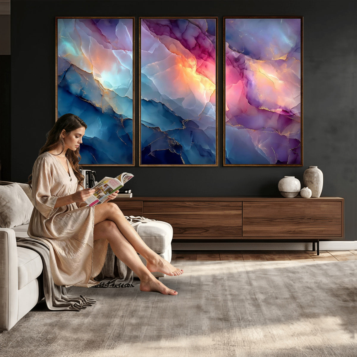 28163849-MGV-CV-36X24 - Colorful Abstract Canvas Wall Art Print, Vibrant Popup Color Art Print