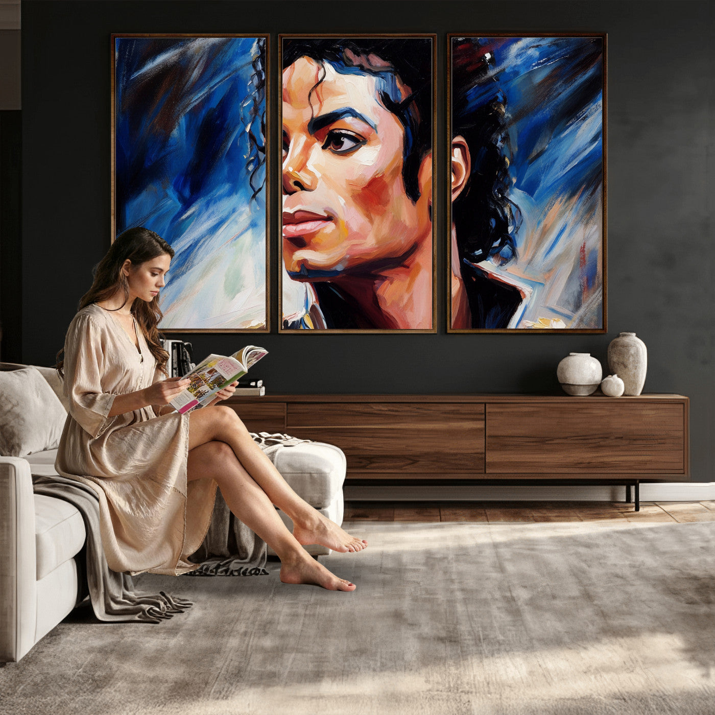 51466481-MGV-CV-36X24 - Abstract Michael Jackson Photo Wall Art Canvas Print