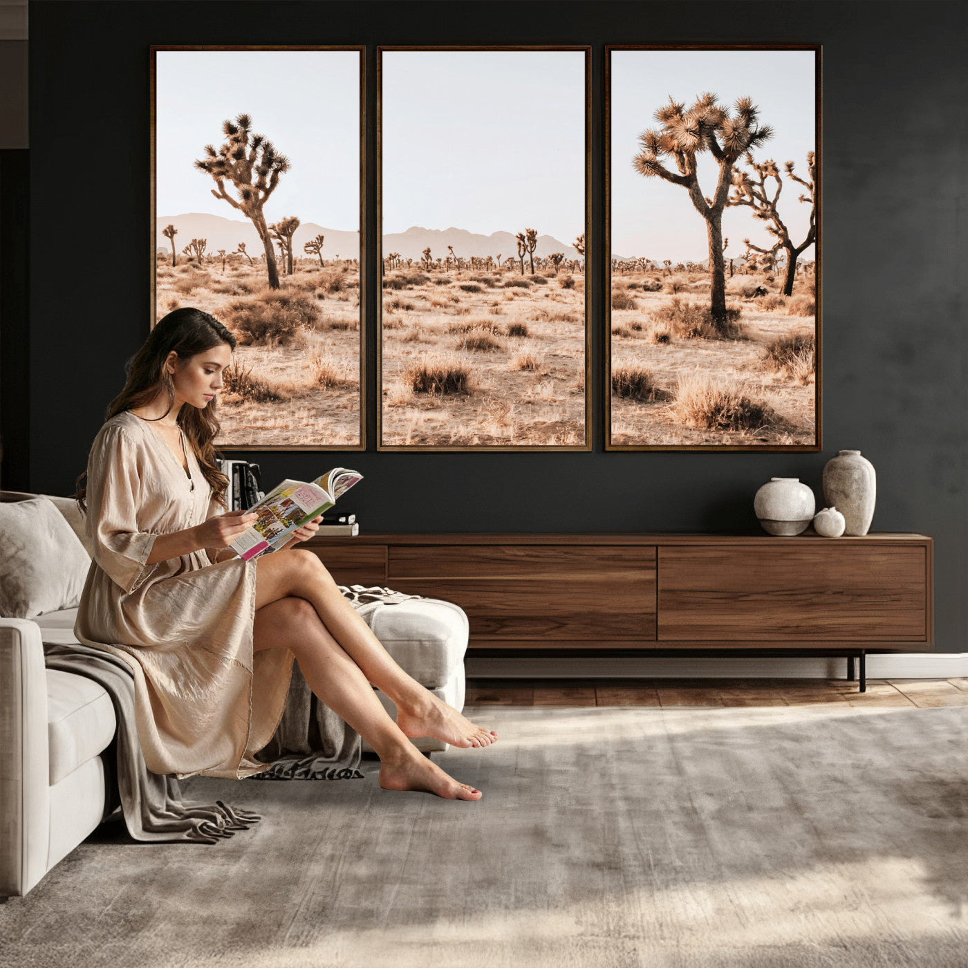 33549408-MGV-CV-36X24 - Joshua Tree Desert Canvas Wall Art Print, Desert Landscape Photography, Boho Southwest Wall Decor, Nature Canvas, Ready to Hang