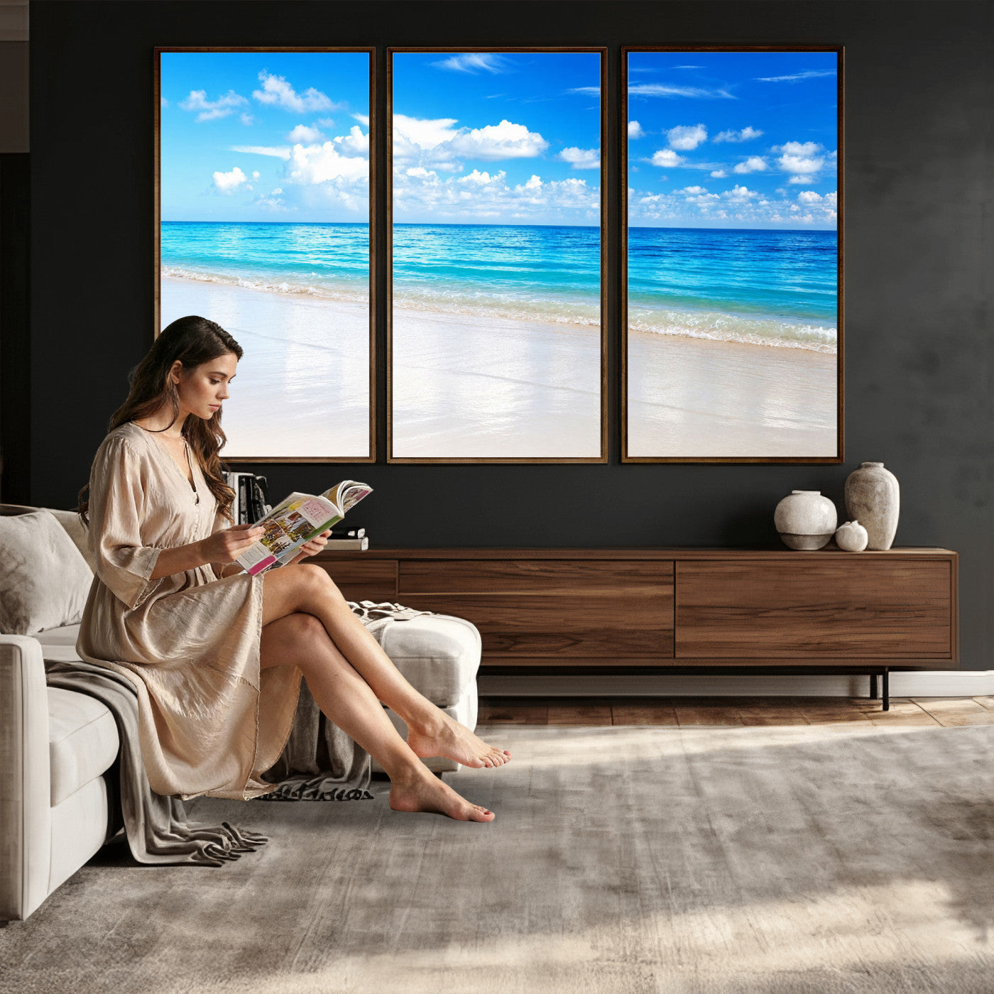 67491909-MGV-CV-36X24 - Tropical Beach Ocean Wall Art Canvas Print for Home Decor