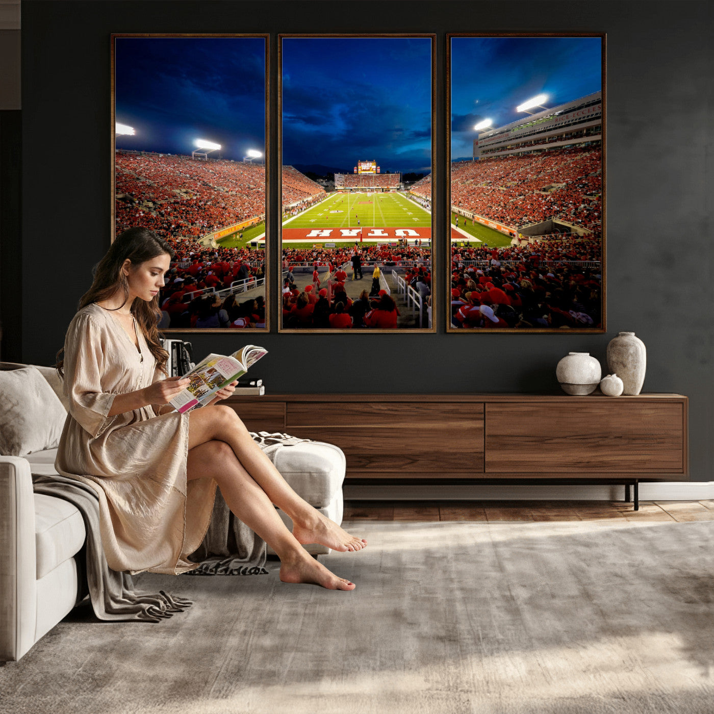 74019251-MGV-CV-36X24 - Rice-Eccles Stadium Wall Art Canvas Print - Utah Salt Lake City Stadium Print