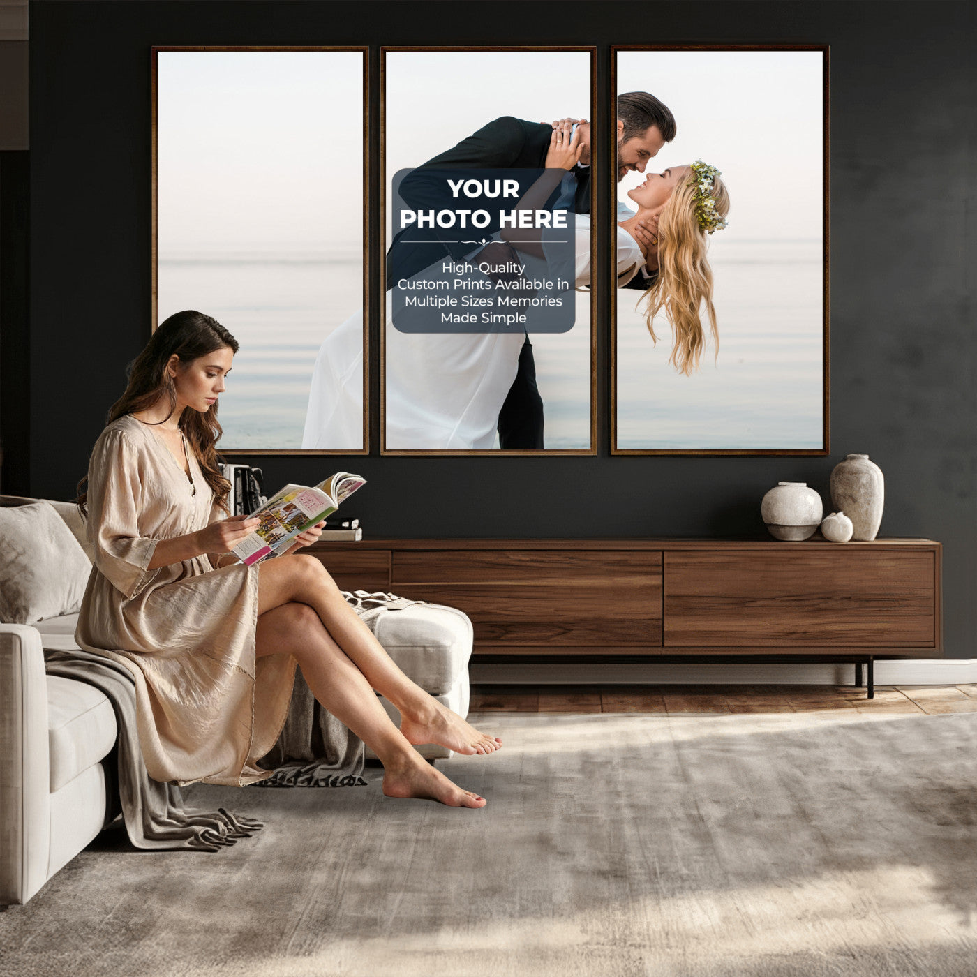 46573466-MGV-CV-48X32-3P - Custom Photo Canvas Print, Personalized Picture Wall Art, Your Image on Canvas, Family Portrait Gift