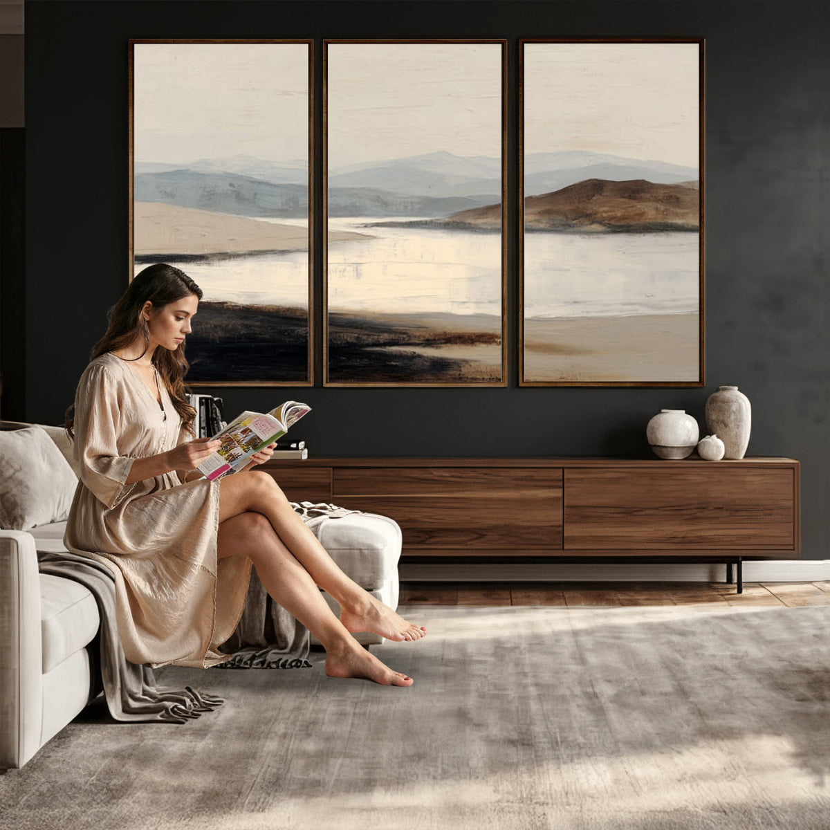 36873679-MGV-CV-36X24 - Modern Abstract Landscape Canvas Wall Art, Minimalist Nature Printing