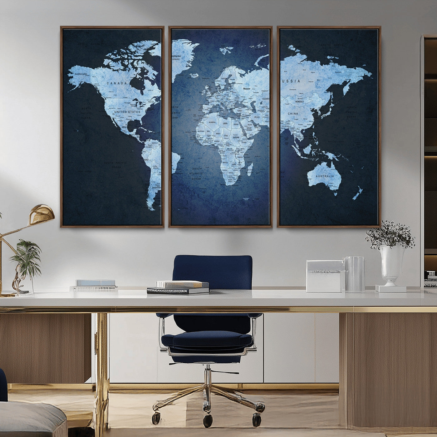 MGV-FC-48X32-3P - Push Pin World Map Canvas Print – Framed Wall Art for Couples to Track Their Travels – Anniversary