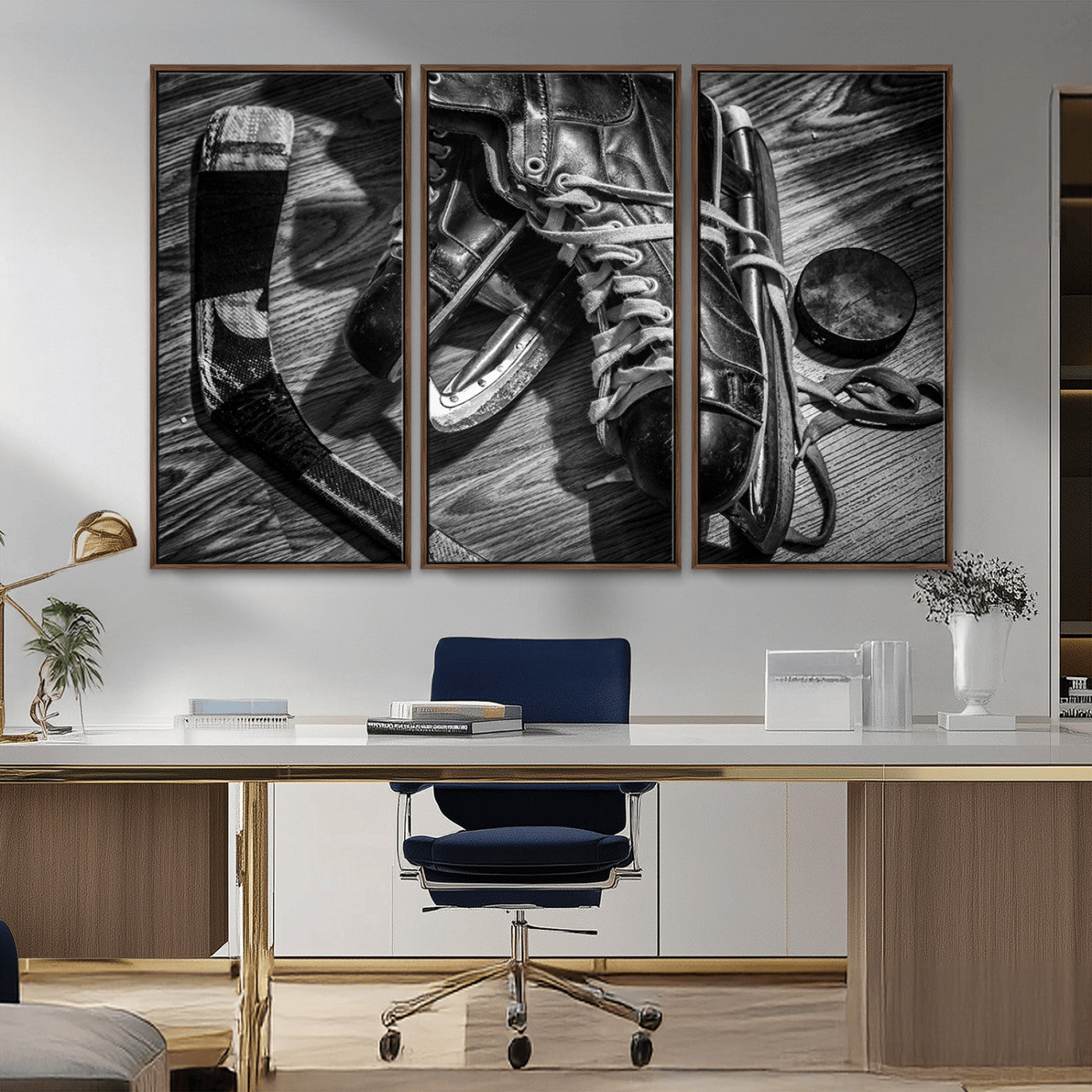 MGV-FC-48X32-3P - Old Pair of Mens Skates Wall Art Canvas, Men Skates Wall Art Print