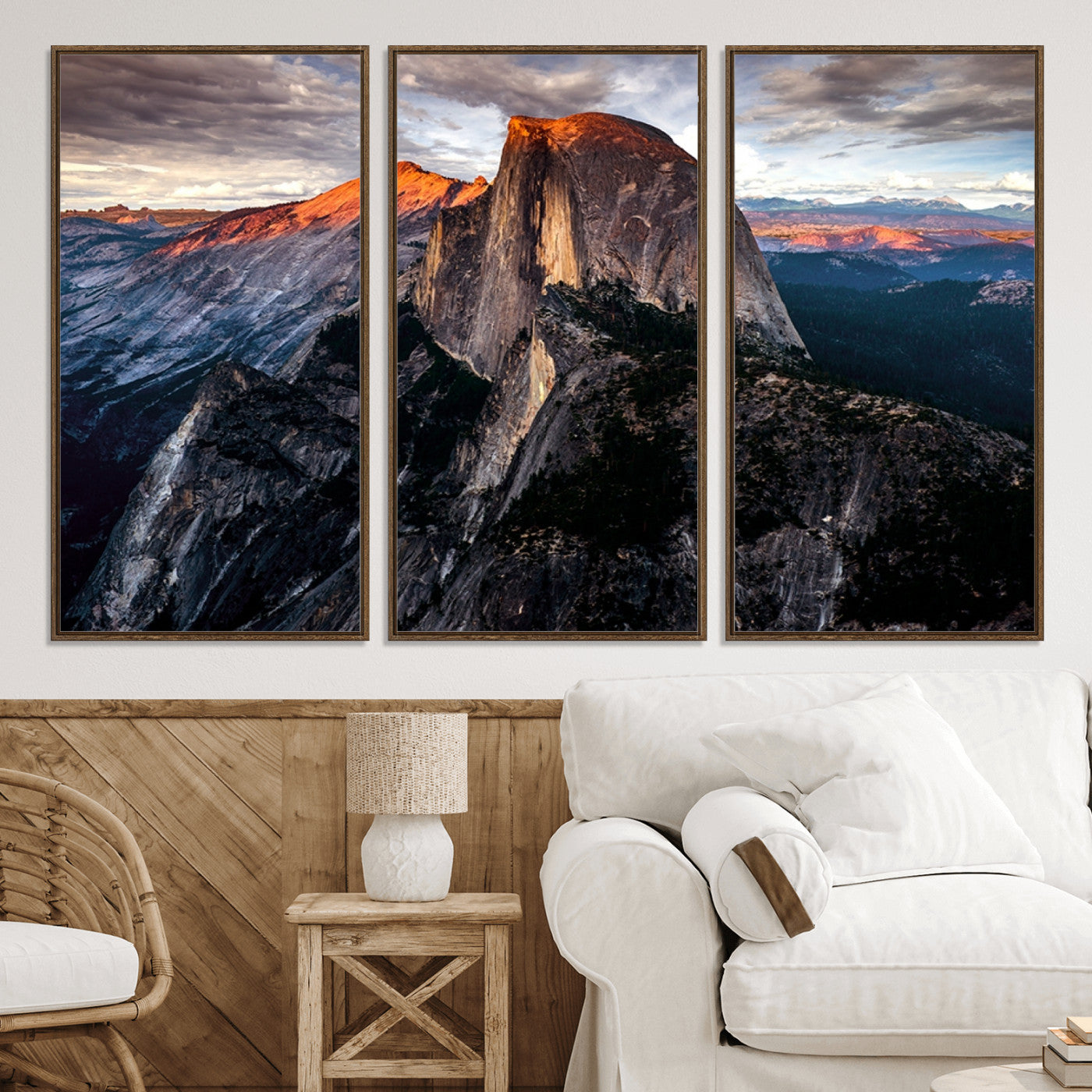 20714-MGV-CV-36X24-Half Dome Wall Art Print - Yosemite Majestic Triptych Landscape Print – National Park Nature Decor for Living Room or Office – Ready to Hang