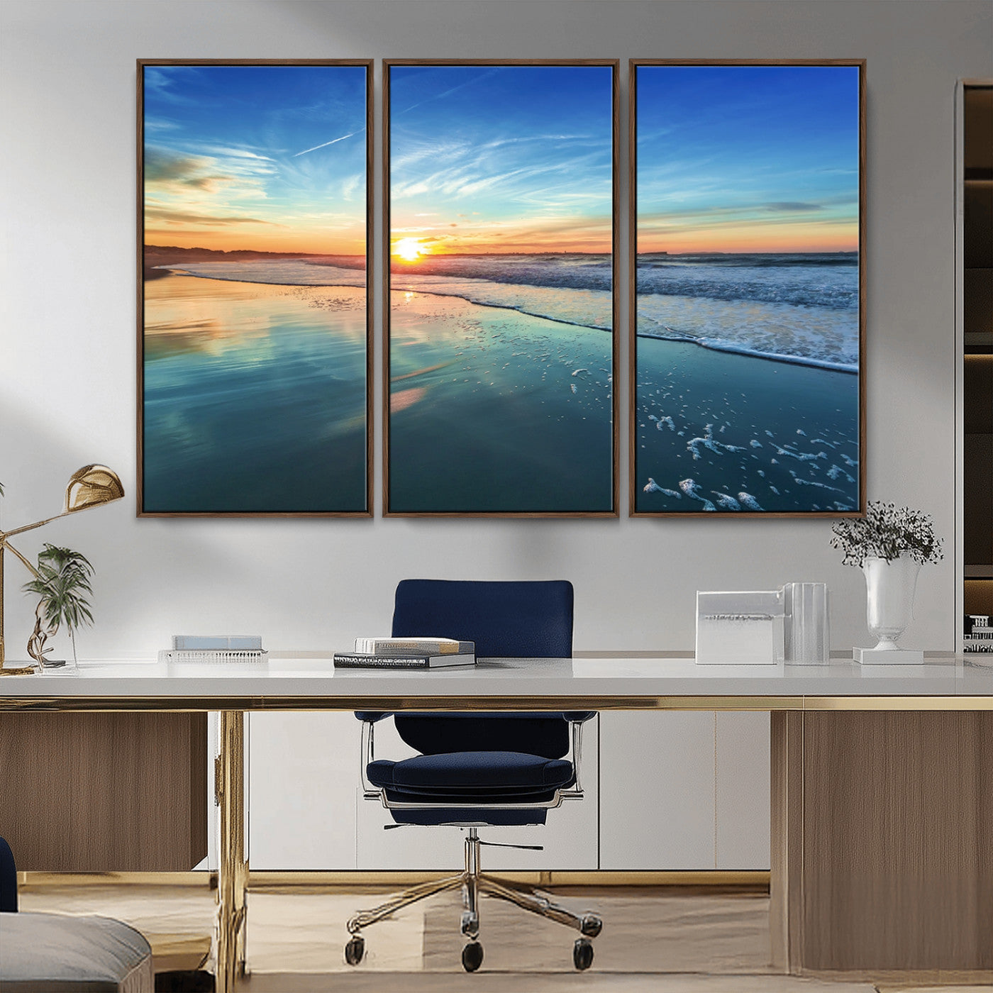 MGV-FC-48X32-3P - Blue Sky and Beach Wall Art Canvas Print