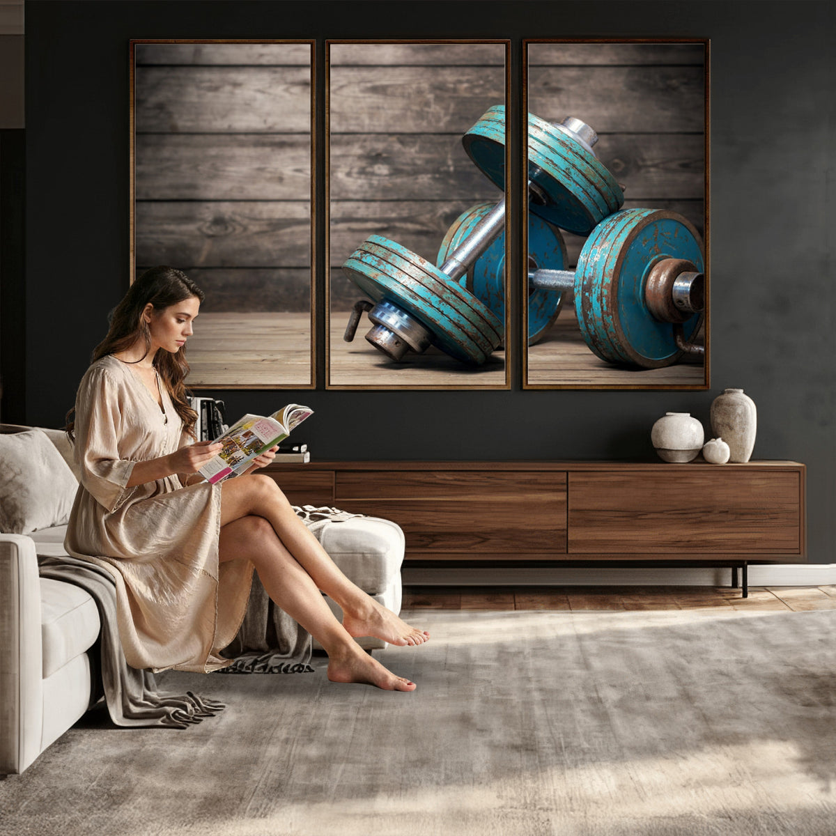 39364-MGV-CV-36X24 - Dumbbell and Sport Wall Art Canvas Print
