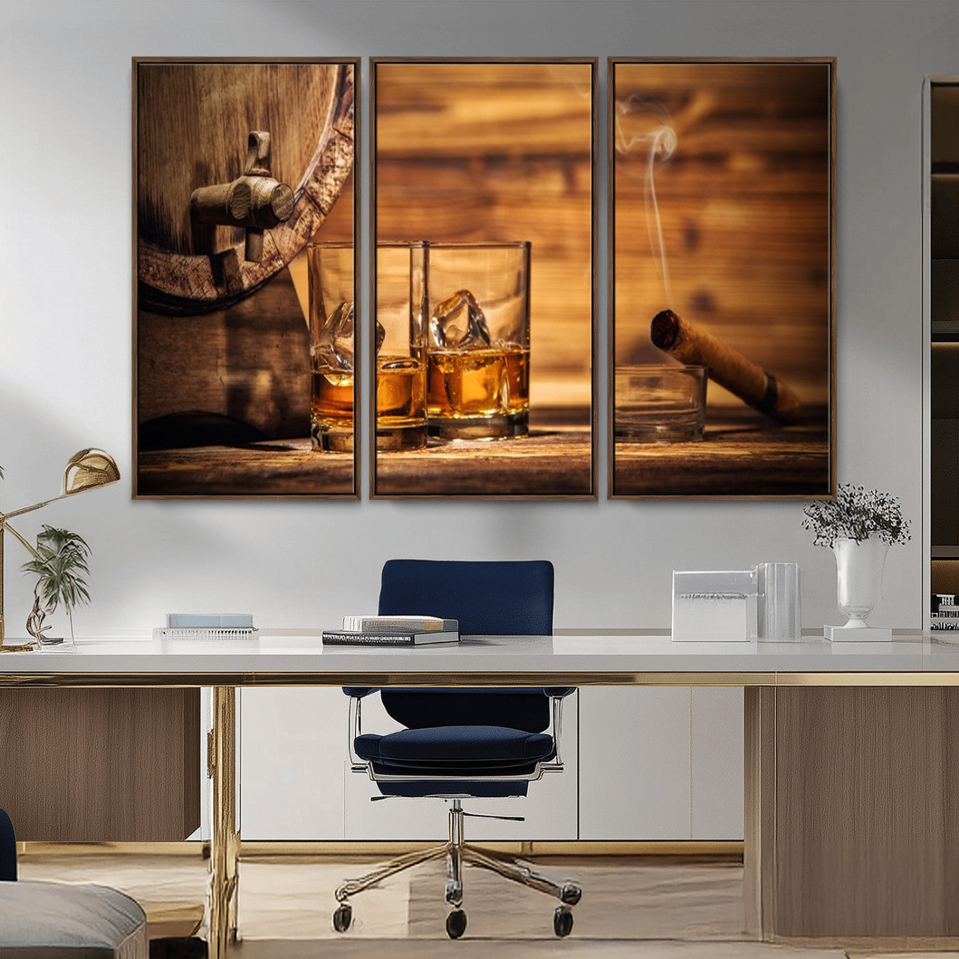 MGV-FC-48X32-3P - Rustic Whiskey and Barrel Canvas Print