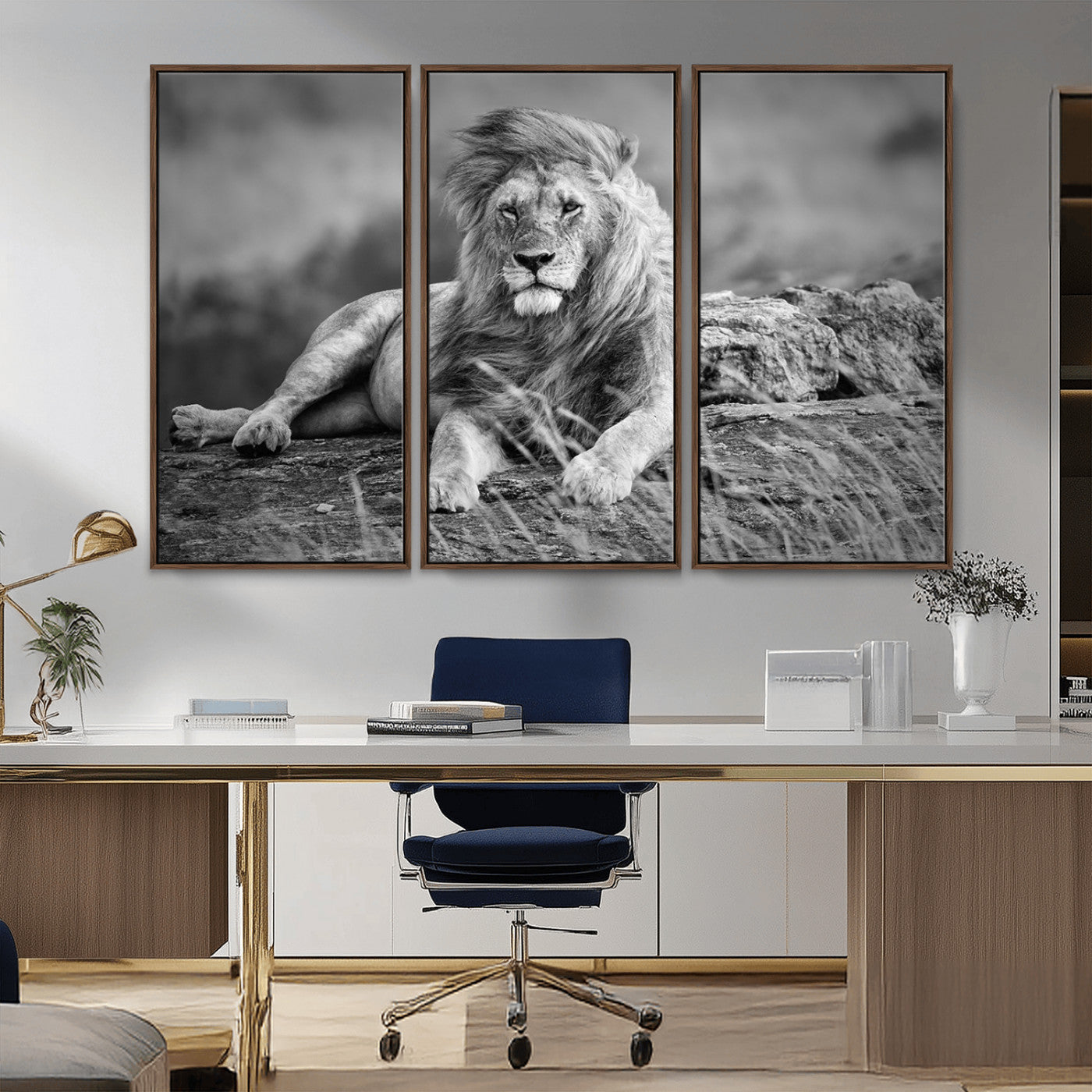 MGV-FC-48X32-3P - King of Forest Lion Wall Art Canvas Print
