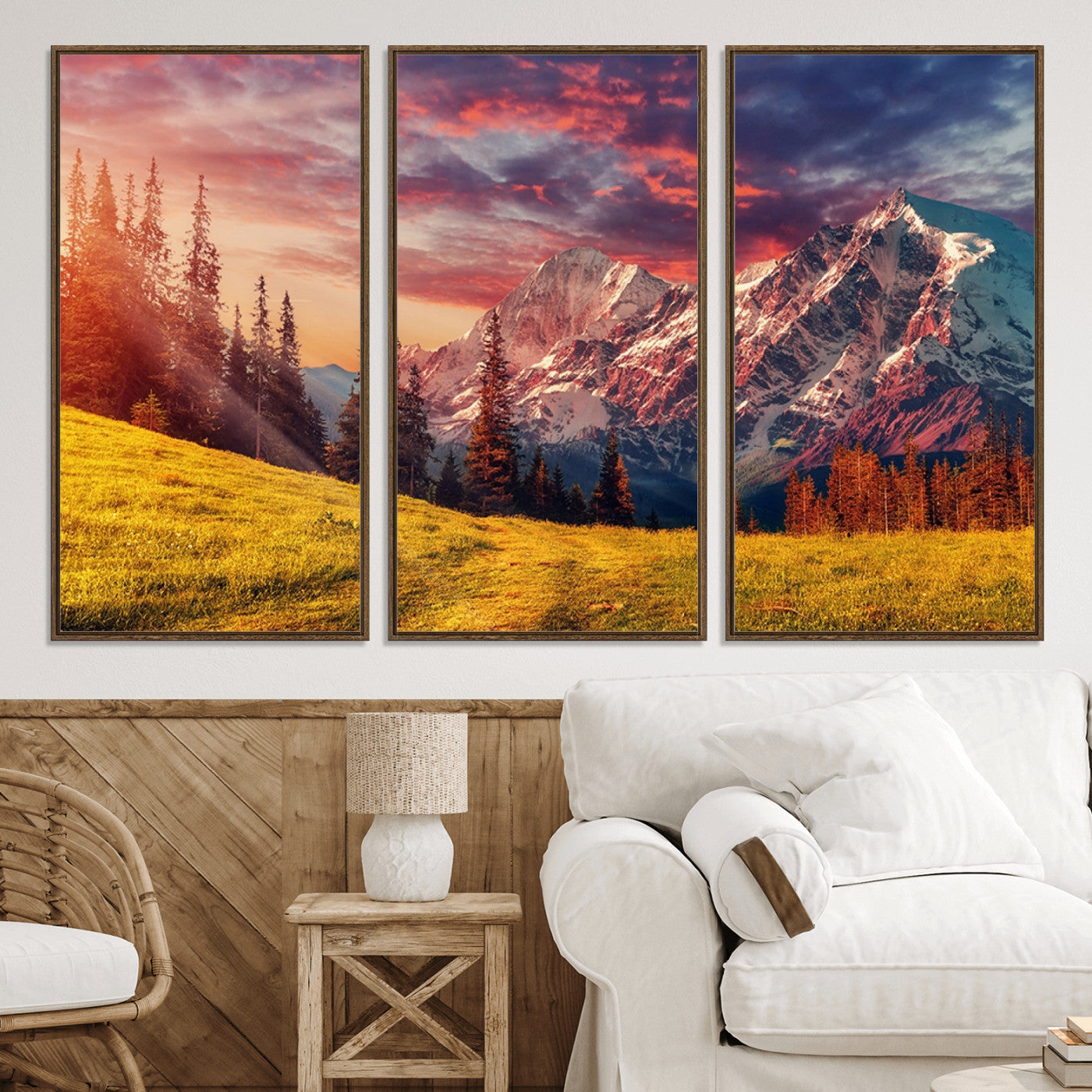 48448-MGV-CV-36X24-Mountain and Daylight Red Sunset Wall Art Canvas Print