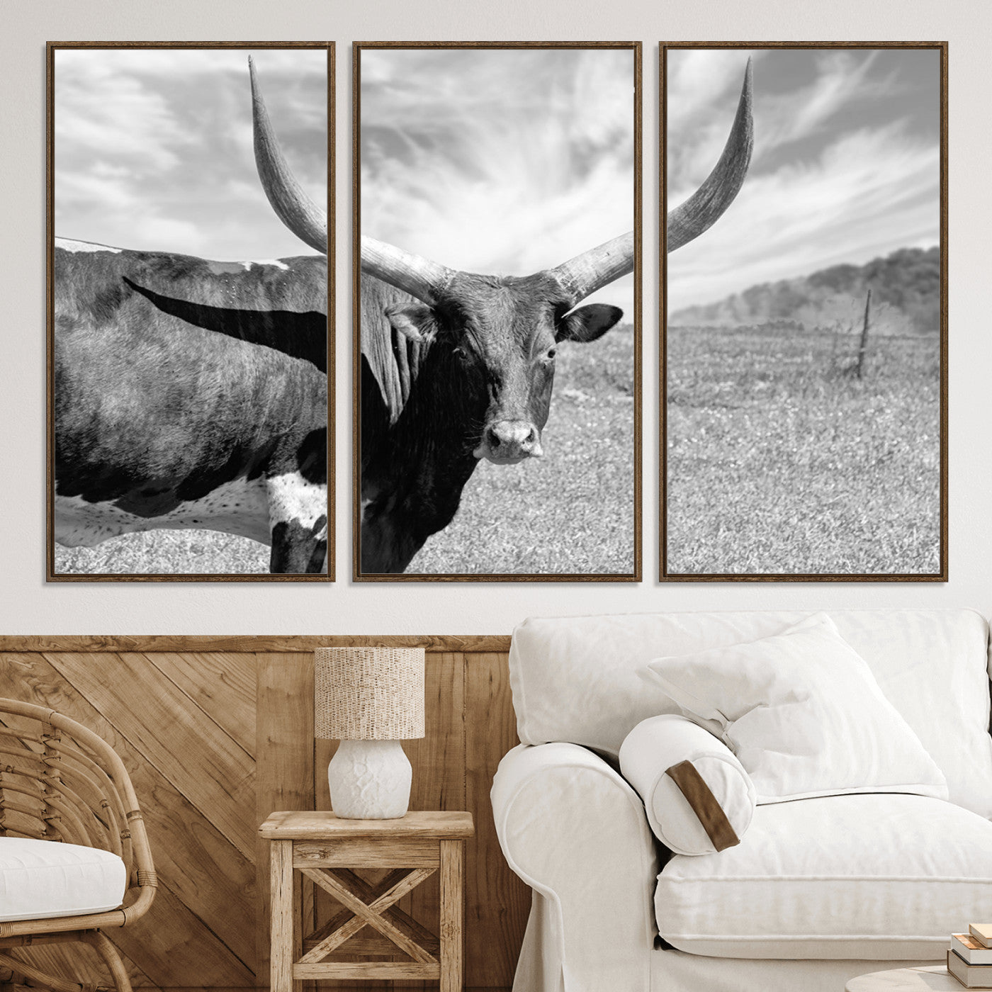 30017-MGV-CV-36X24-Cattle Wall Art Longhorn Cow Canvas Print