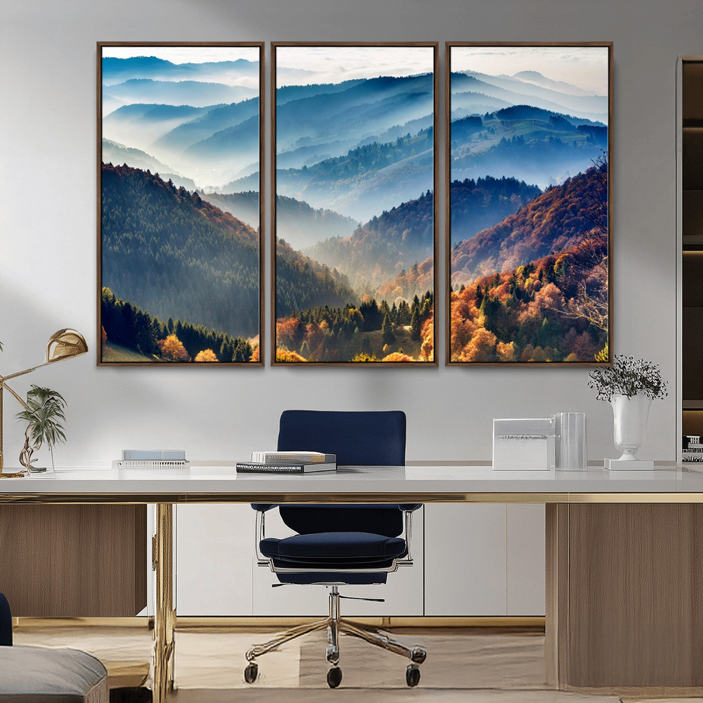 MGV-FC-48X32-3P - Mountains Forest Autumn Wall Art Canvas Print