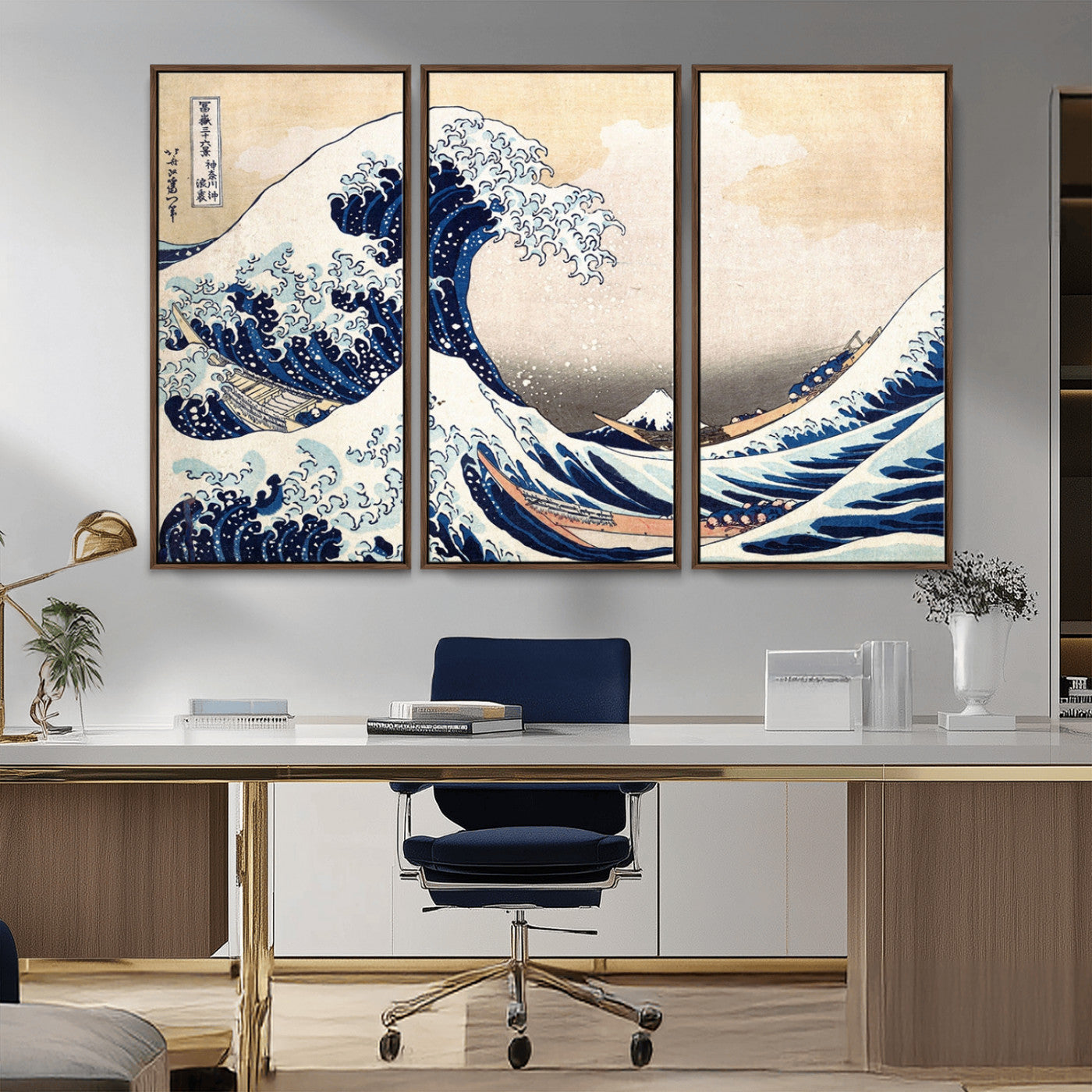 MGV-FC-48X32-3P - Wall Art Kanagawa Canvas Artwork Abstract Print