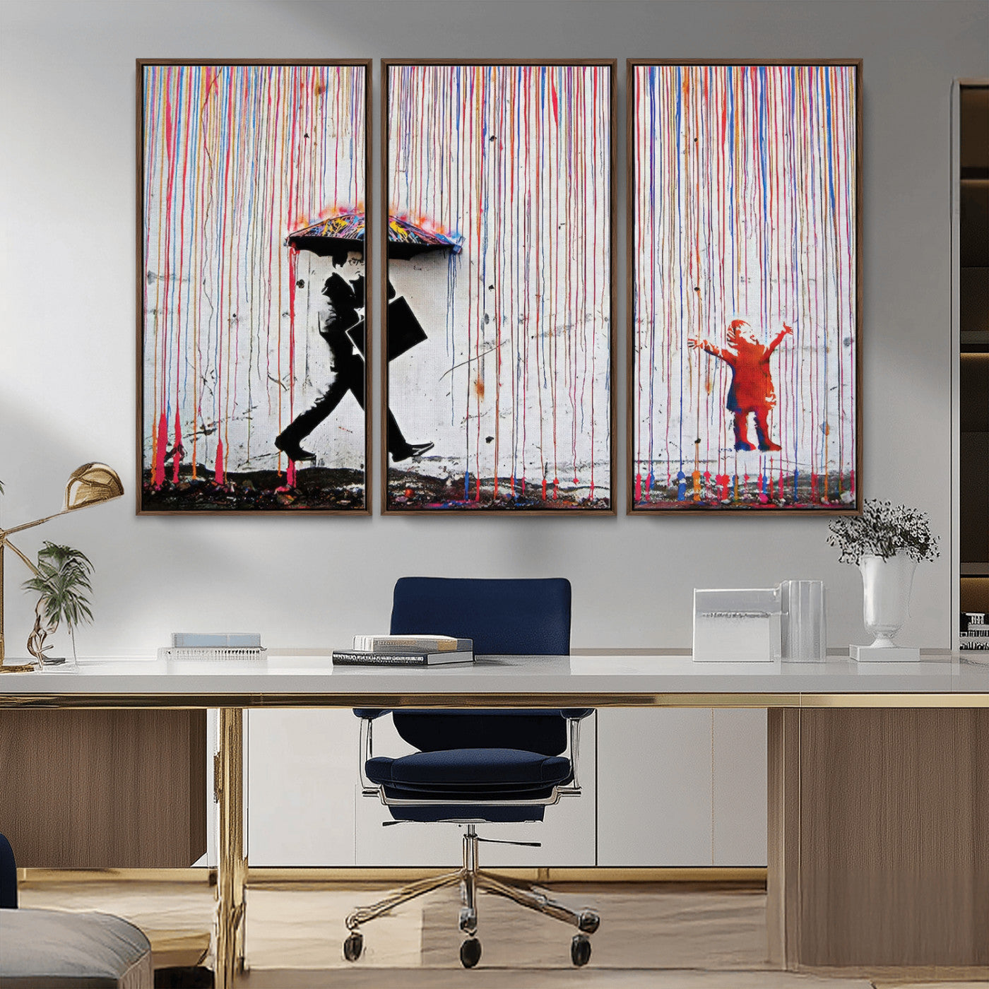 MGV-FC-48X32-3P - Banksy Wall Art Canvas Print, Framed Graffiti Art Picture Print, Banksy Urban Graffiti Perfect Modern Decor Artwork