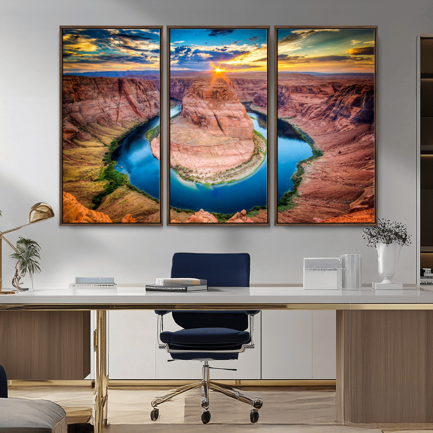 MGV-FC-48X32-3P - Sunset on the Horseshoe Bend Grand Canyon, Horseshoe Bend Grand Canyon Canvas Wall Art Print