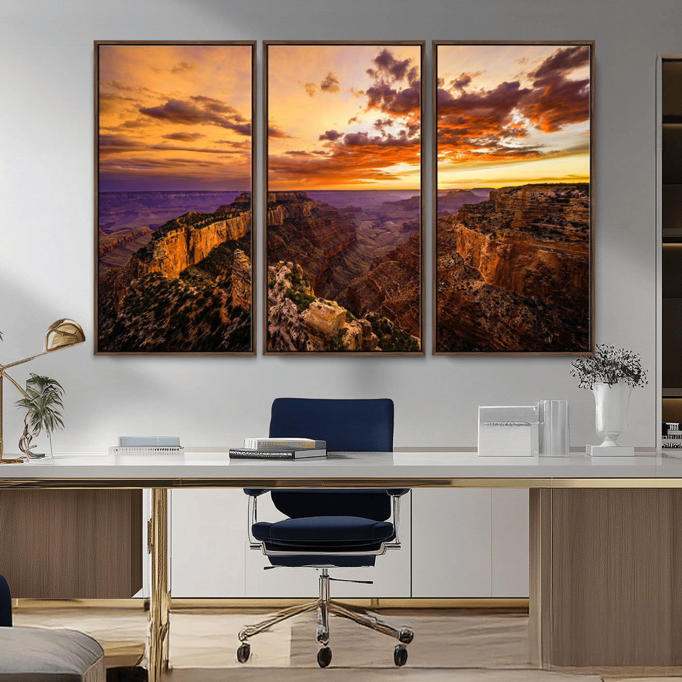 MGV-FC-48X32-3P - Mesmerizing Sunset from Grand Canyon Nal Park Wall Art, Grand Canyon Canvas Print