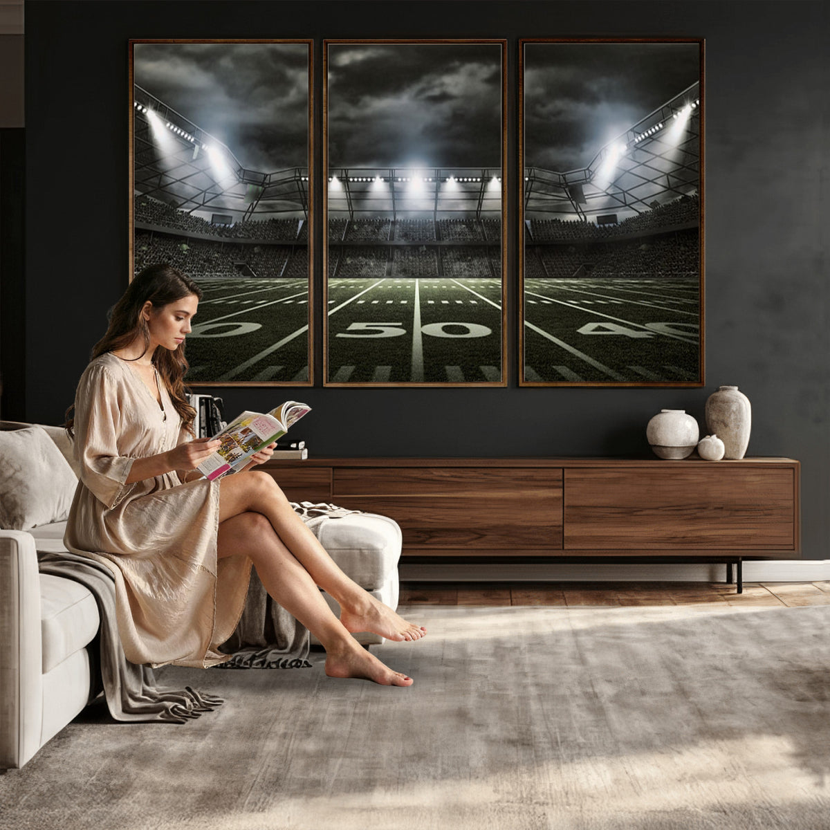 90107-MGV-CV-36X24 - American Football Stadium Wall Art Canvas Print, Stadium Sport Wall Art Print
