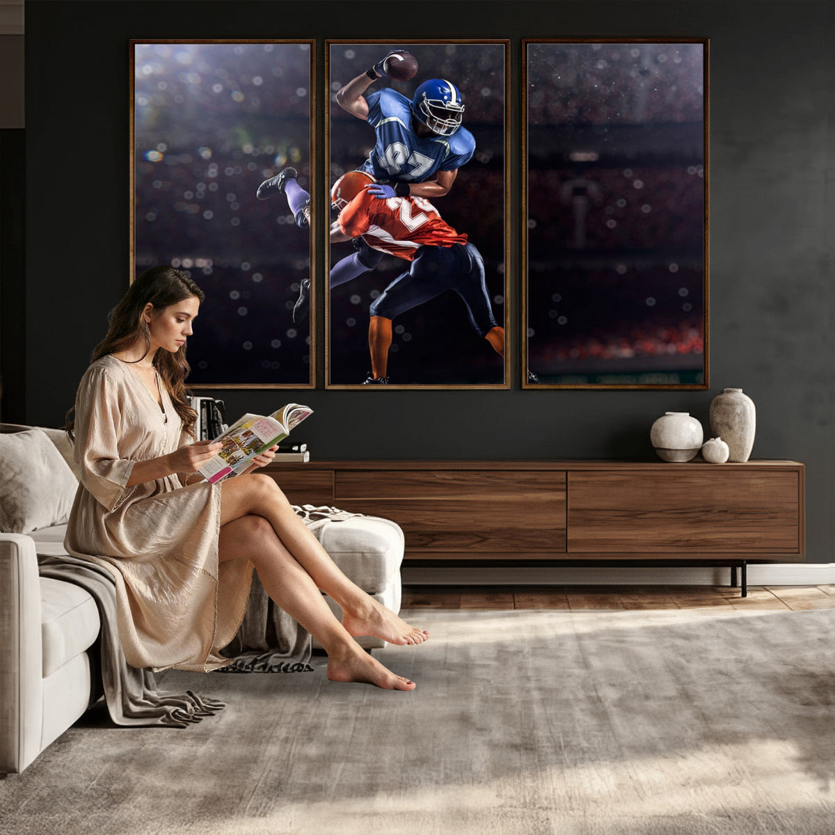 76491-MGV-CV-36X24 - American Football Wall Art Canvas Print, Stadium Sport Wall Art Print