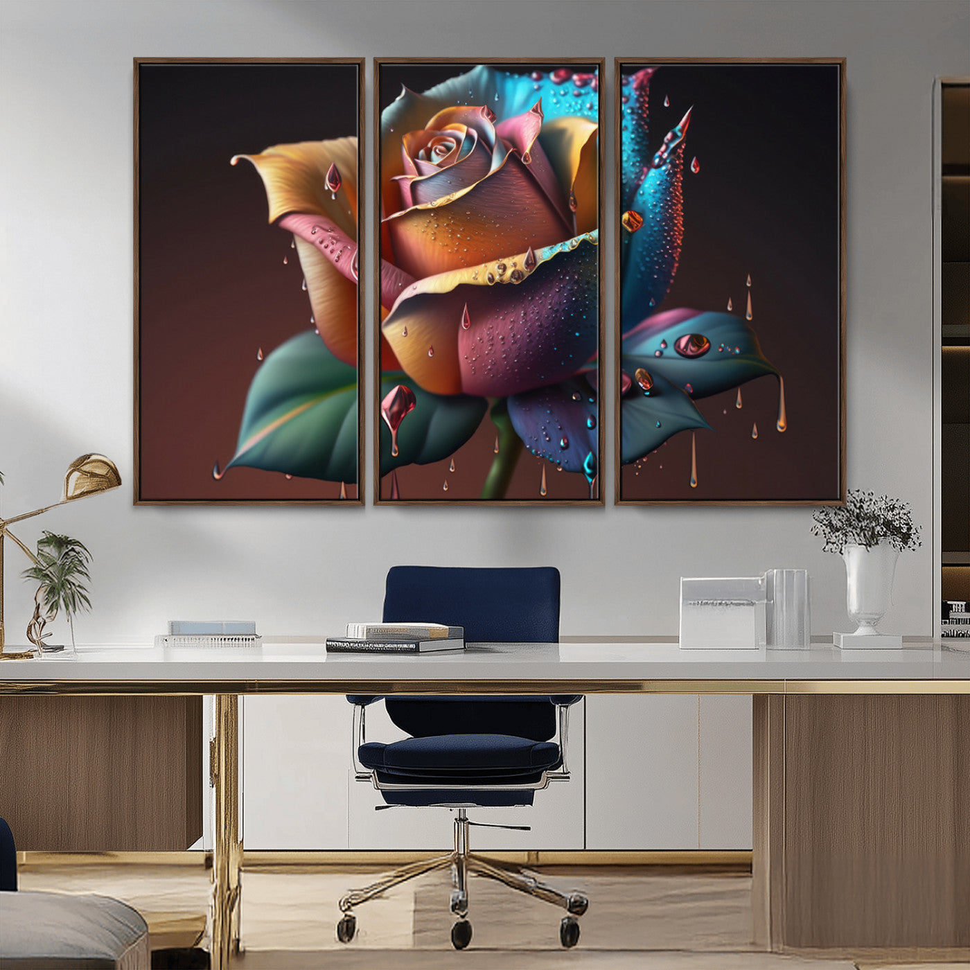 MGV-FC-48X32-3P - Abstract Rose Wall Art Canvas Print