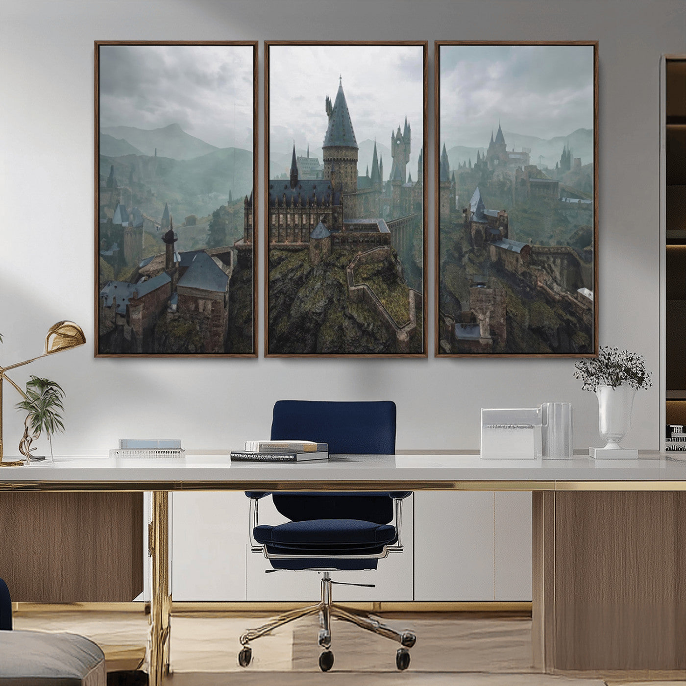 MGV-FC-48X32-3P - Disney Castle Wall Art Canvas Print, Living Kids Home Room Decor Art Print