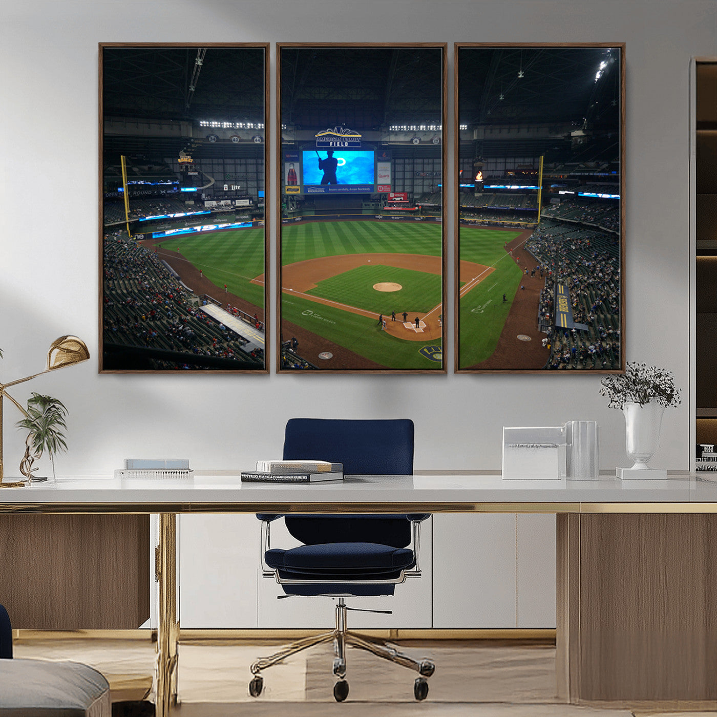 MGV-FC-48X32-3P - Milwaukee Brewers Baseball Art Print - American Family Field Stadium Wall Art Canvas Print