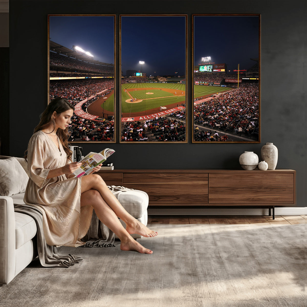 88896-MGV-CV-36X24 - Los Angeles Angels Baseball Team Print, Anaheim Angel Stadium Wall Art