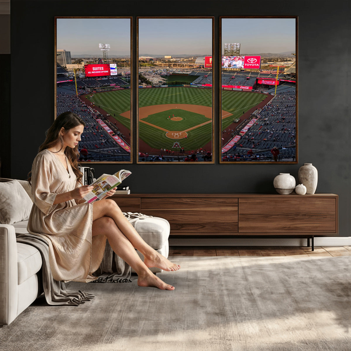 45864-MGV-CV-36X24 - Los Angeles Angels Baseball Canvas Print, Anaheim Angel Stadium Wall Art